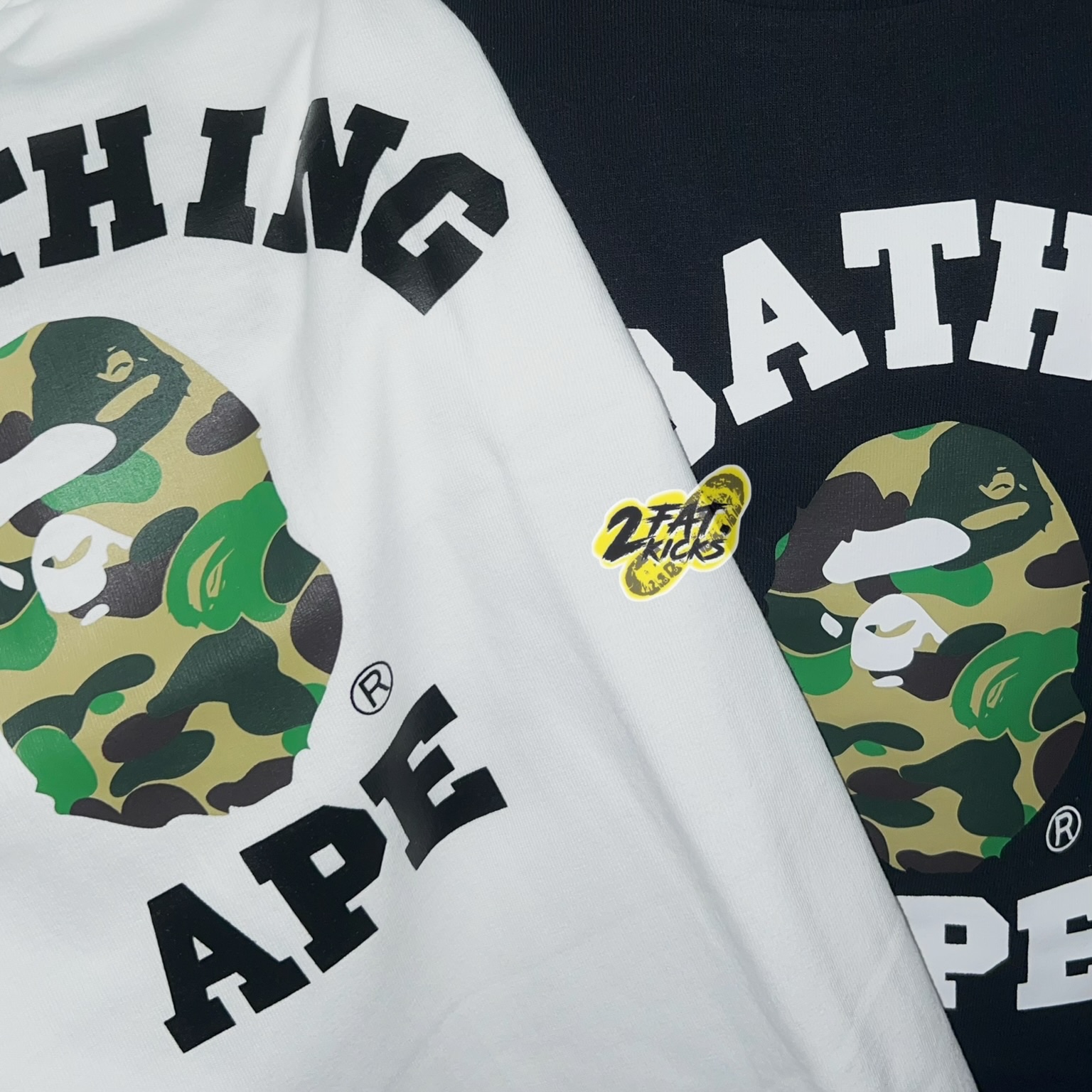 BAPE ABC Camo College T-Shirt Black Green, BAPE ABC Camo College T-Shirt White Green 착용 스타일 - 1