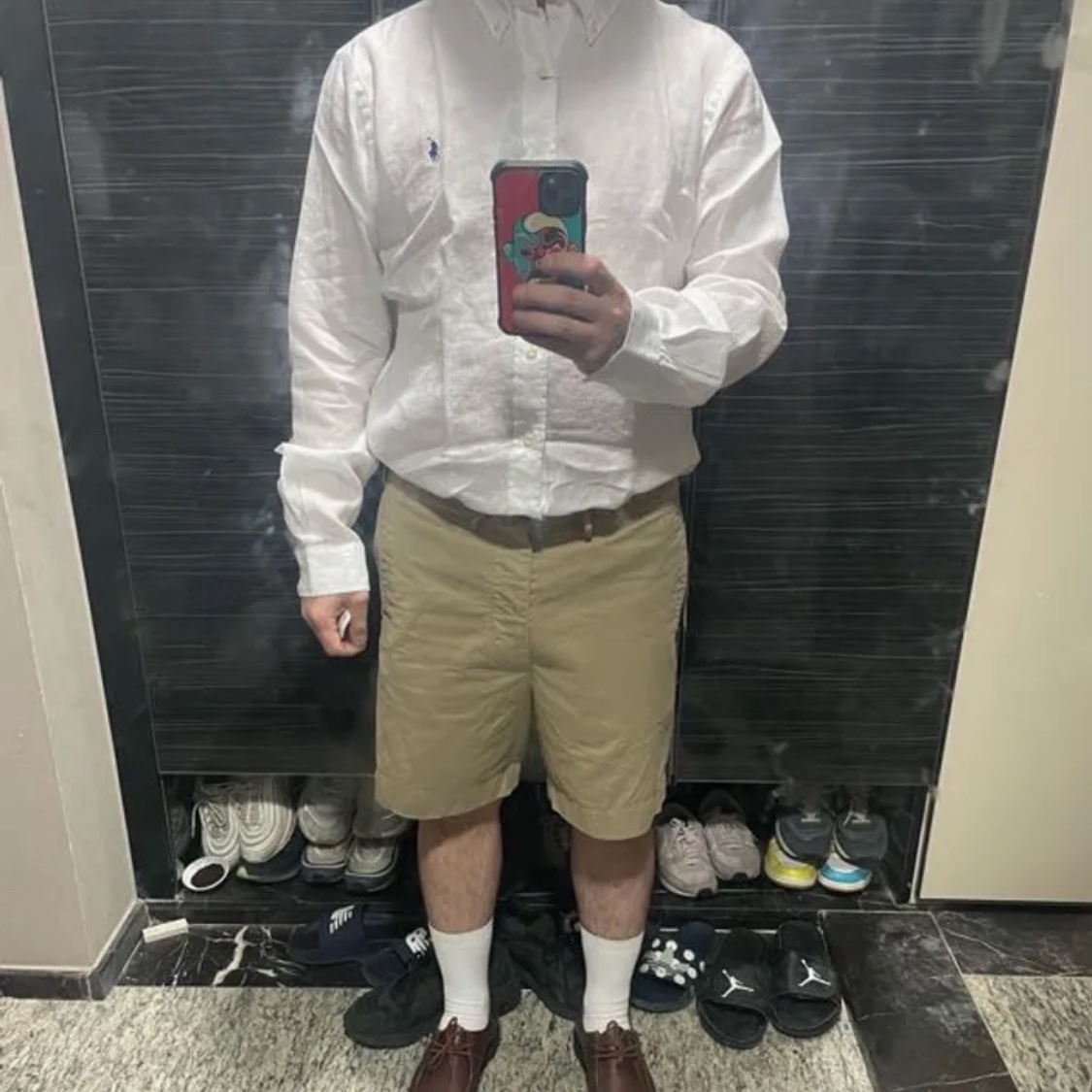 [30% 적립] Polo Ralph Lauren Classic Fit Garment Dyed Oxford Shirt White 착용 스타일
