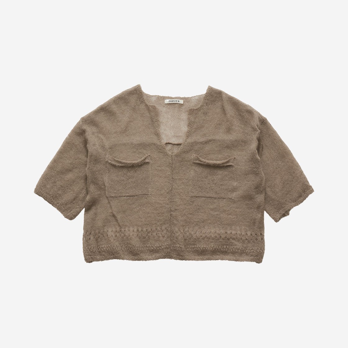 FARVEN Courtesy Mohair Knit Khaki Beige 상세 이미지 1