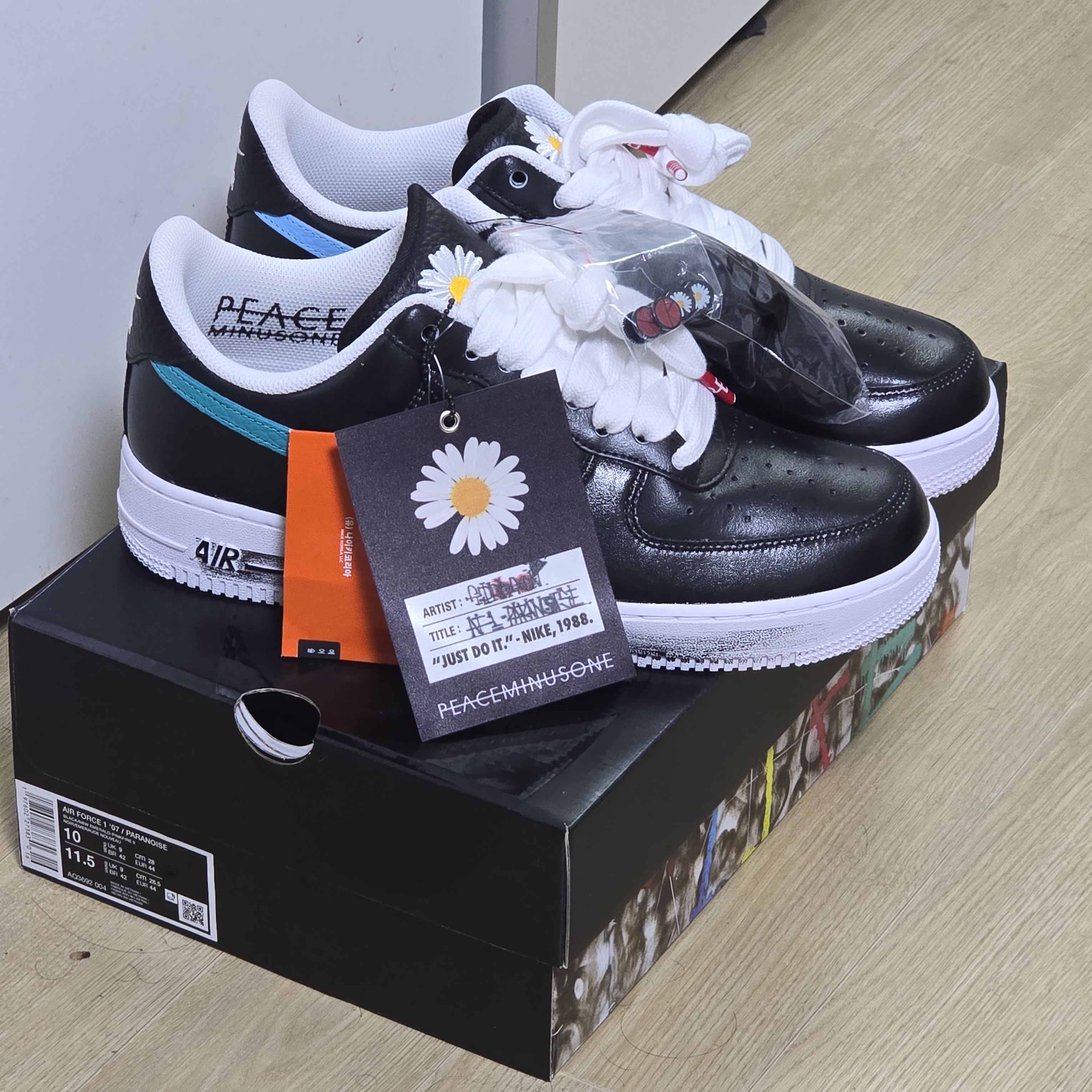 Nike x Peaceminusone Air Force 1 Low Para-Noise 3.0 Black and Multicolor 착용 스타일