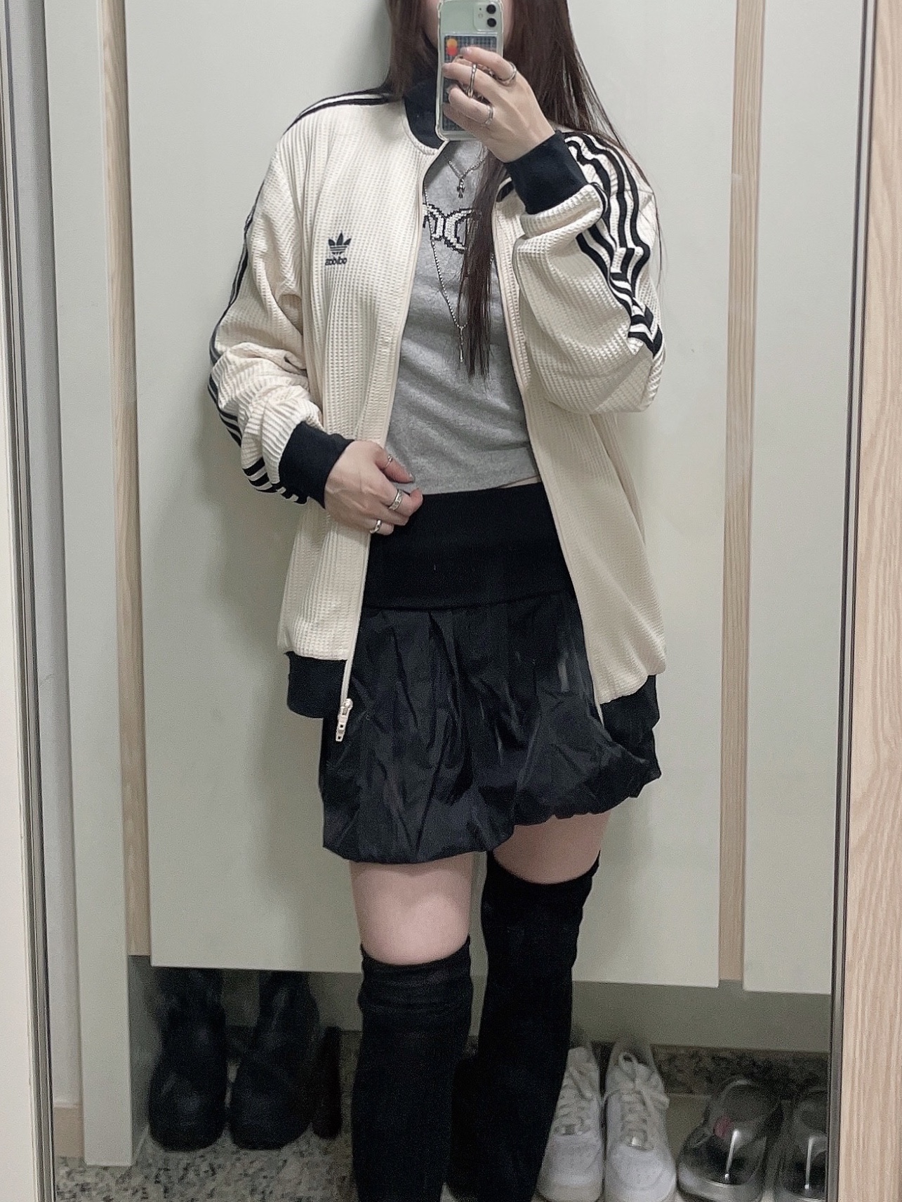 Adidas Waffle Beckenbauer Track Top Wonder White - KR Sizing 착용 스타일 - 2