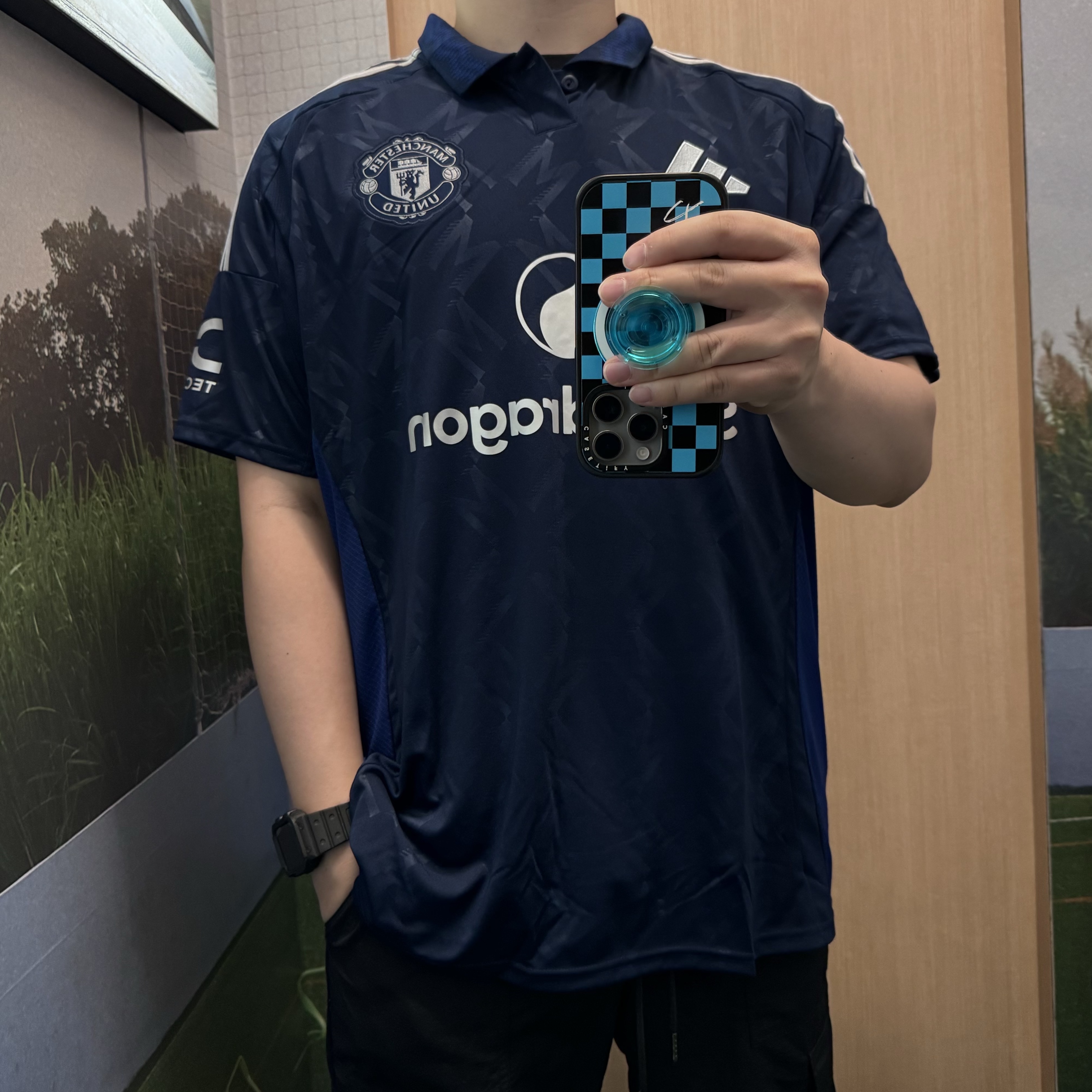 Adidas Manchester United 2024/25 Away Jersey Night Indigo - KR Sizing (Non Marking Ver.) 착용 스타일