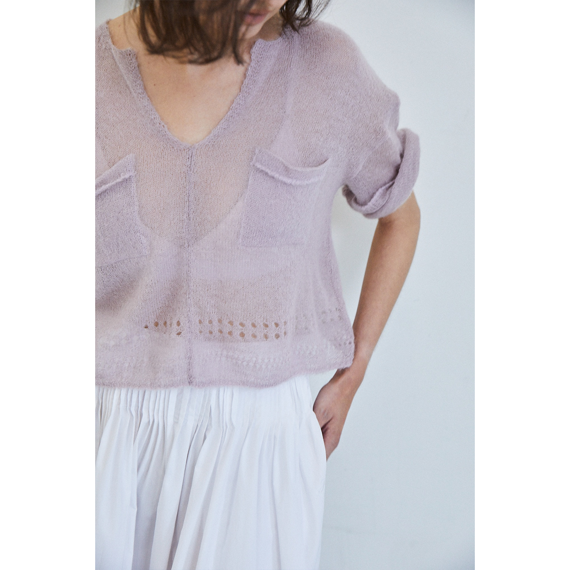 FARVEN Courtesy Mohair Knit Pale Lilac 상세 이미지 2