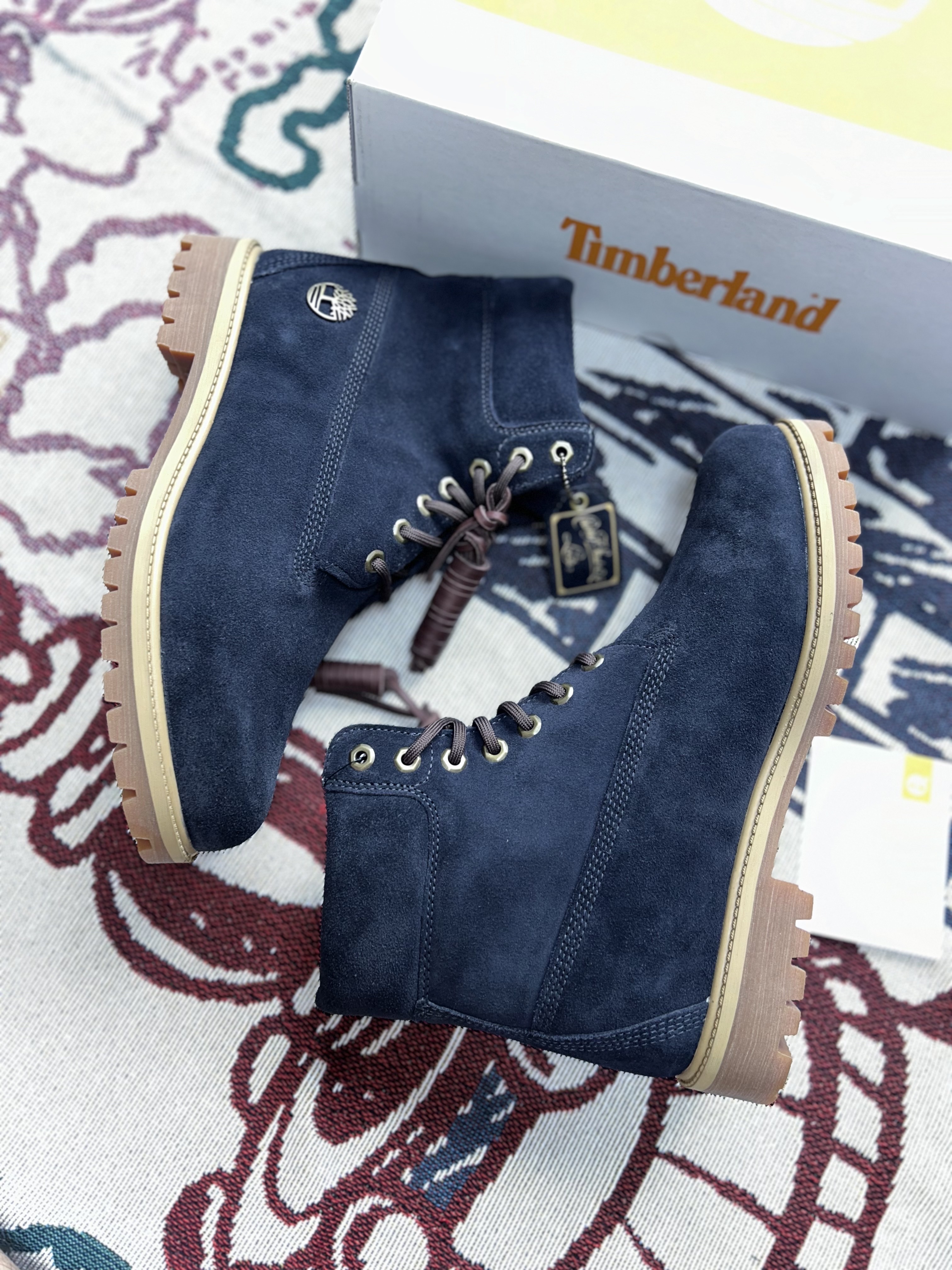 Timberland Premium 6 Inch Waterproof Boot Dark Blue Suede - Wide 착용 스타일 - 5
