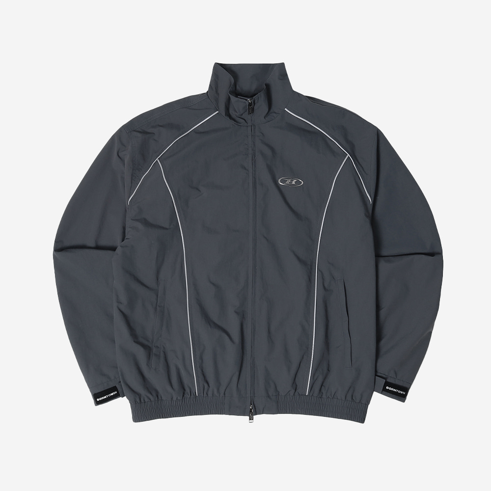 BF3MJK201CH BORN TO WIN Silver Line Nylon Wind Breaker Charcoal