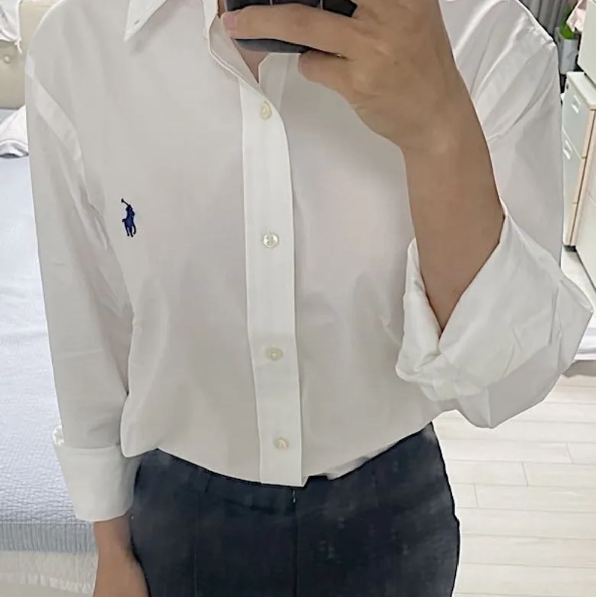 [30% 적립] Polo Ralph Lauren Classic Fit Garment Dyed Oxford Shirt White 착용 스타일