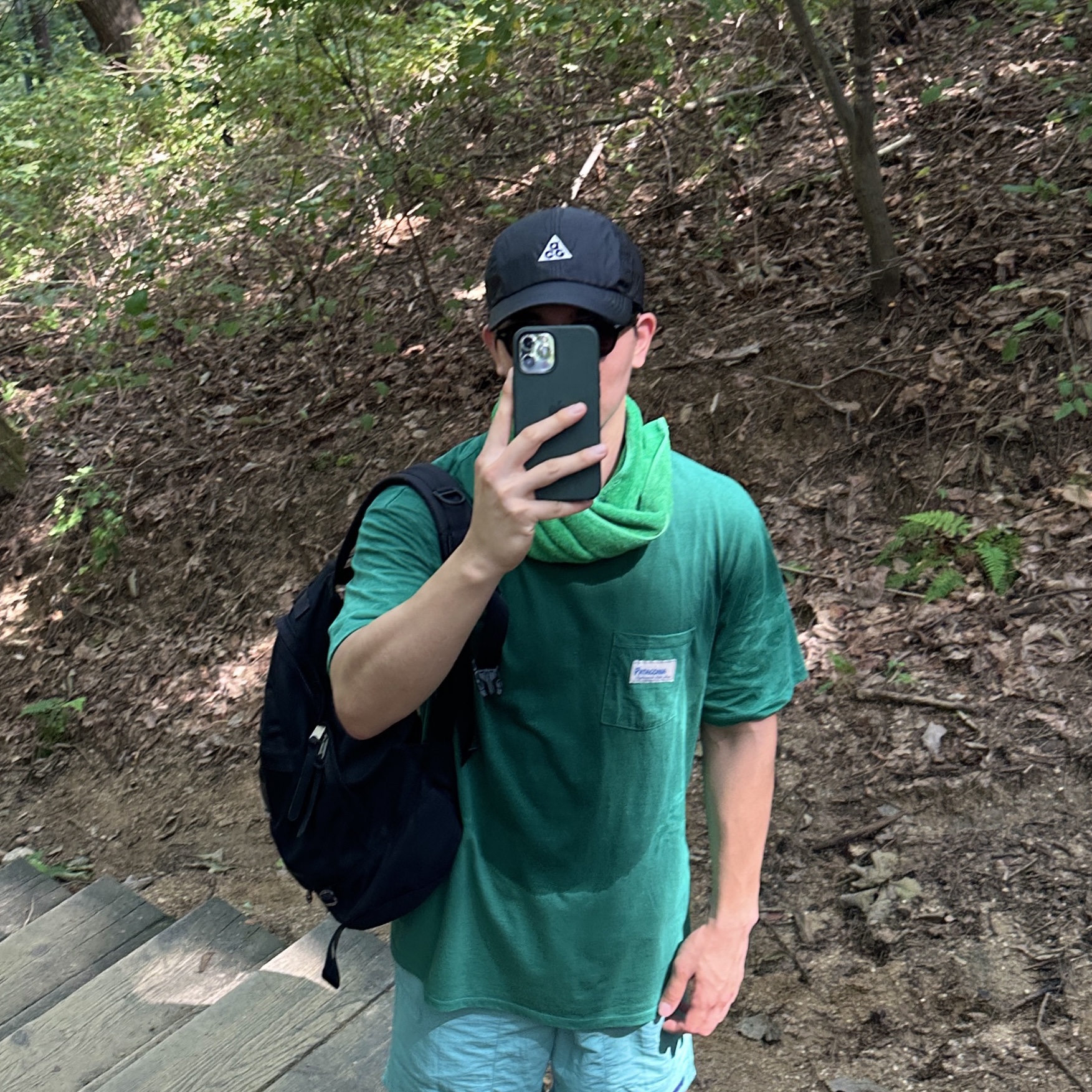 Nike ACG Trail Cap Black, Patagonia Baggies Shorts 5 Inch Fresh Teal 착용 스타일 - 1