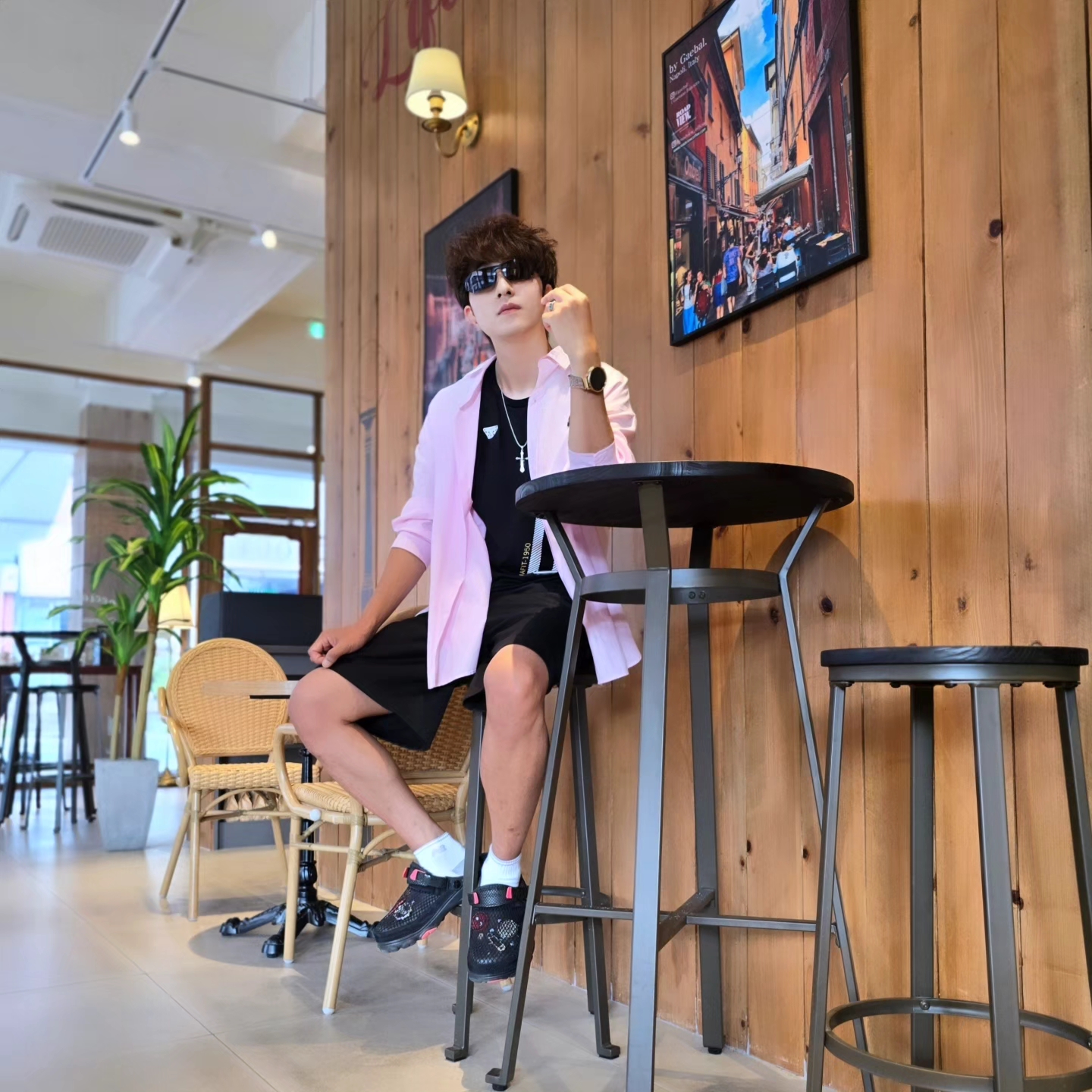 Samsung Galaxy Watch6 44mm LTE Silver (Korean Ver.), Millo Archive Minimalist Bermuda Half Pants Pine Green 착용 스타일 - 1