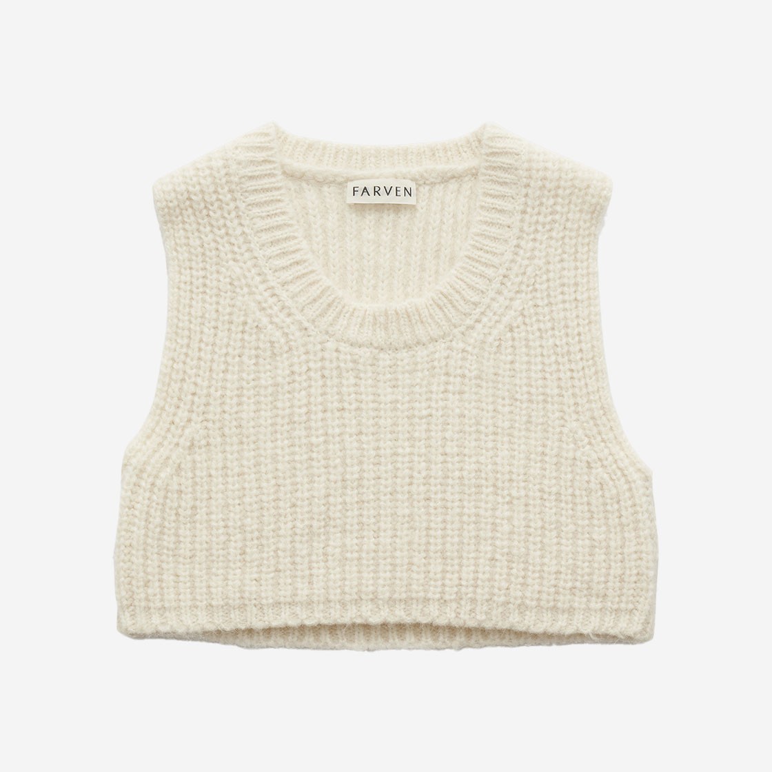 FARVEN Ann Alpaca Crop Knit Vest Ivory 상세 이미지 1