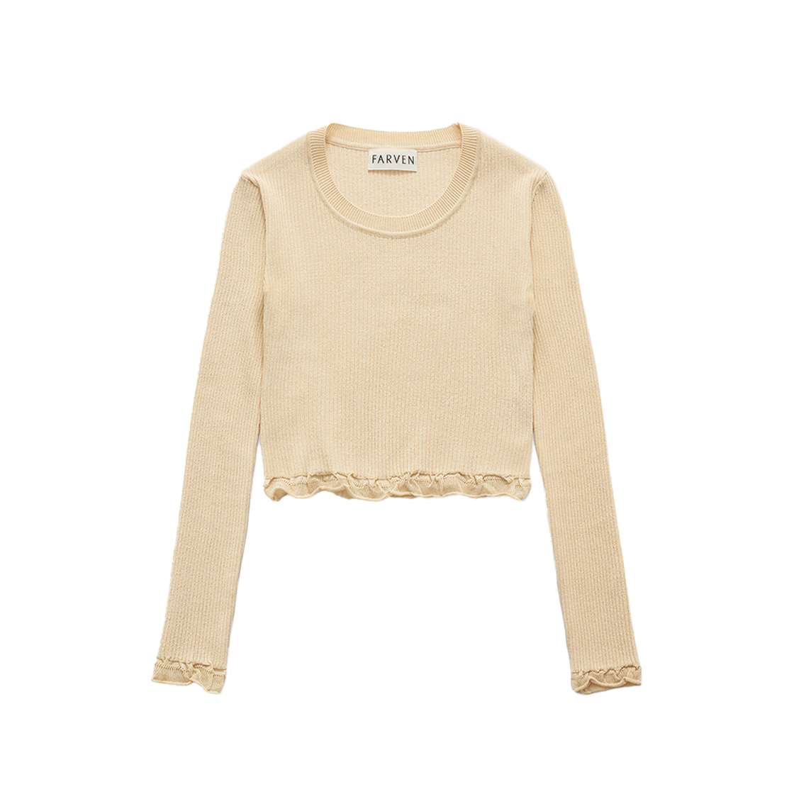 FARVEN Collin Shirring Crop Knit Vanilla 상세 이미지 1