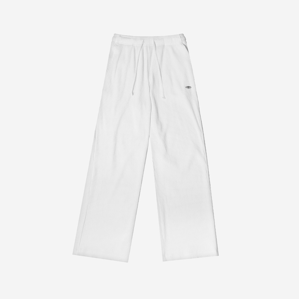 본투윈 B 펜던트 골지 세미 와이드 팬츠 화이트(BORN TO WIN B Pendant Ribbed Semi Wide Pants White) - 2