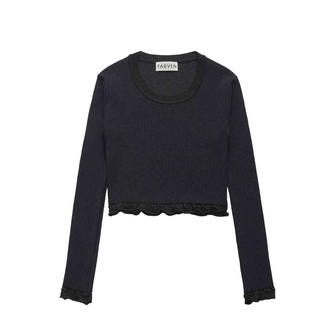 FARVEN Collin Shirring Crop Knit Charcoal 상세 이미지 1