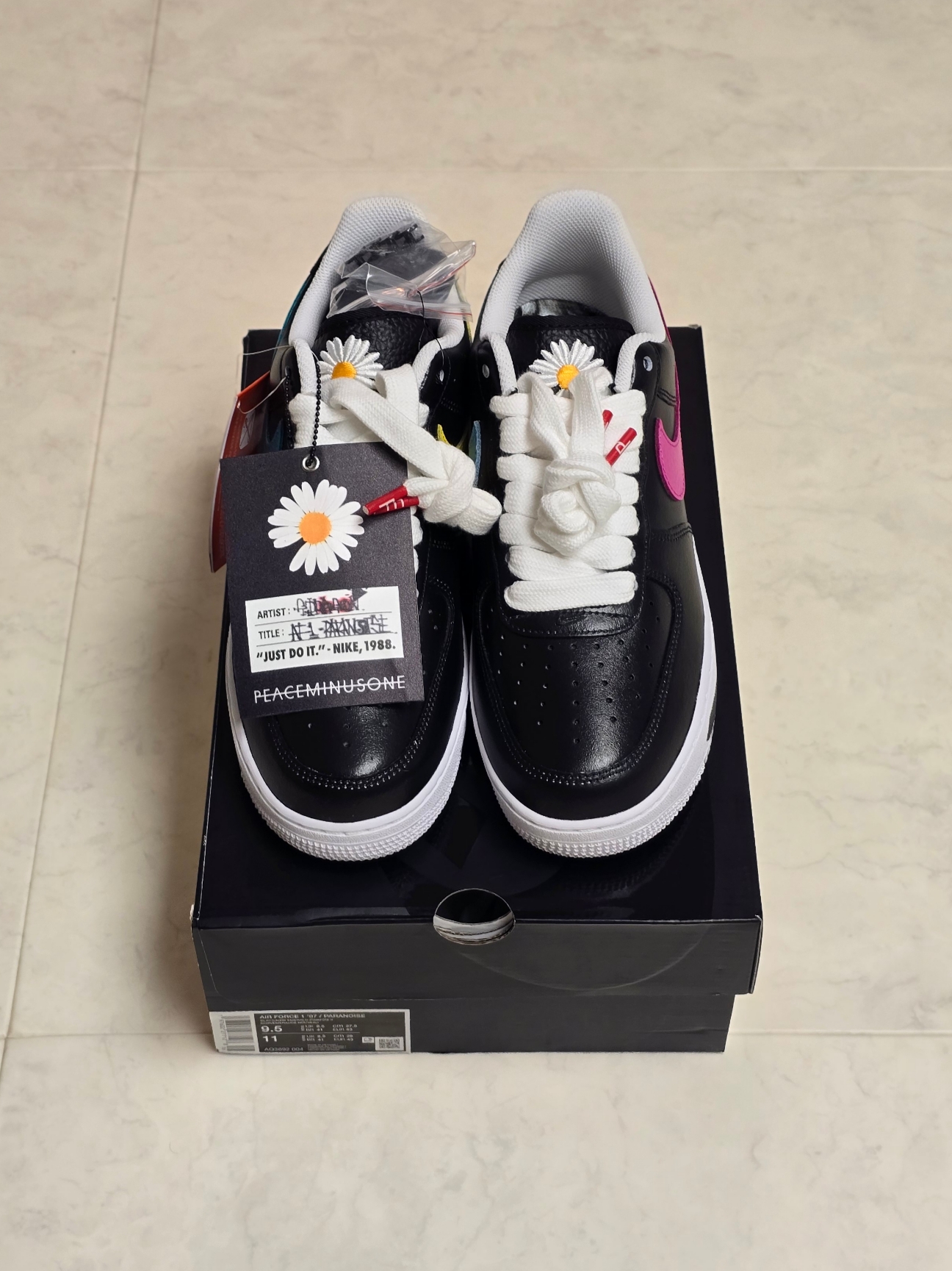 Nike x Peaceminusone Air Force 1 Low Para-Noise 3.0 Black and Multicolor 착용 스타일 - 5