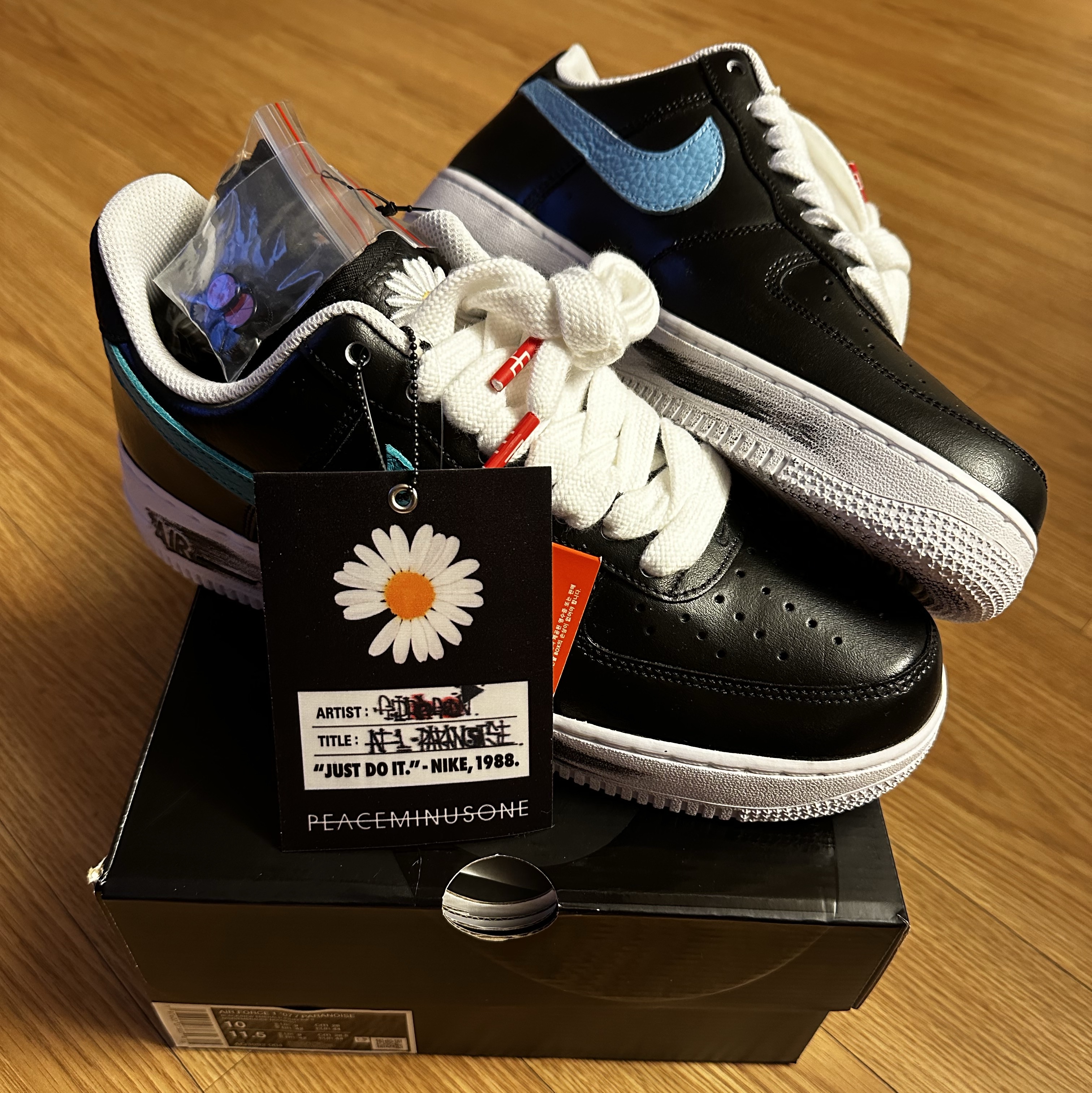 Nike x Peaceminusone Air Force 1 Low Para-Noise 3.0 Black and Multicolor 착용 스타일