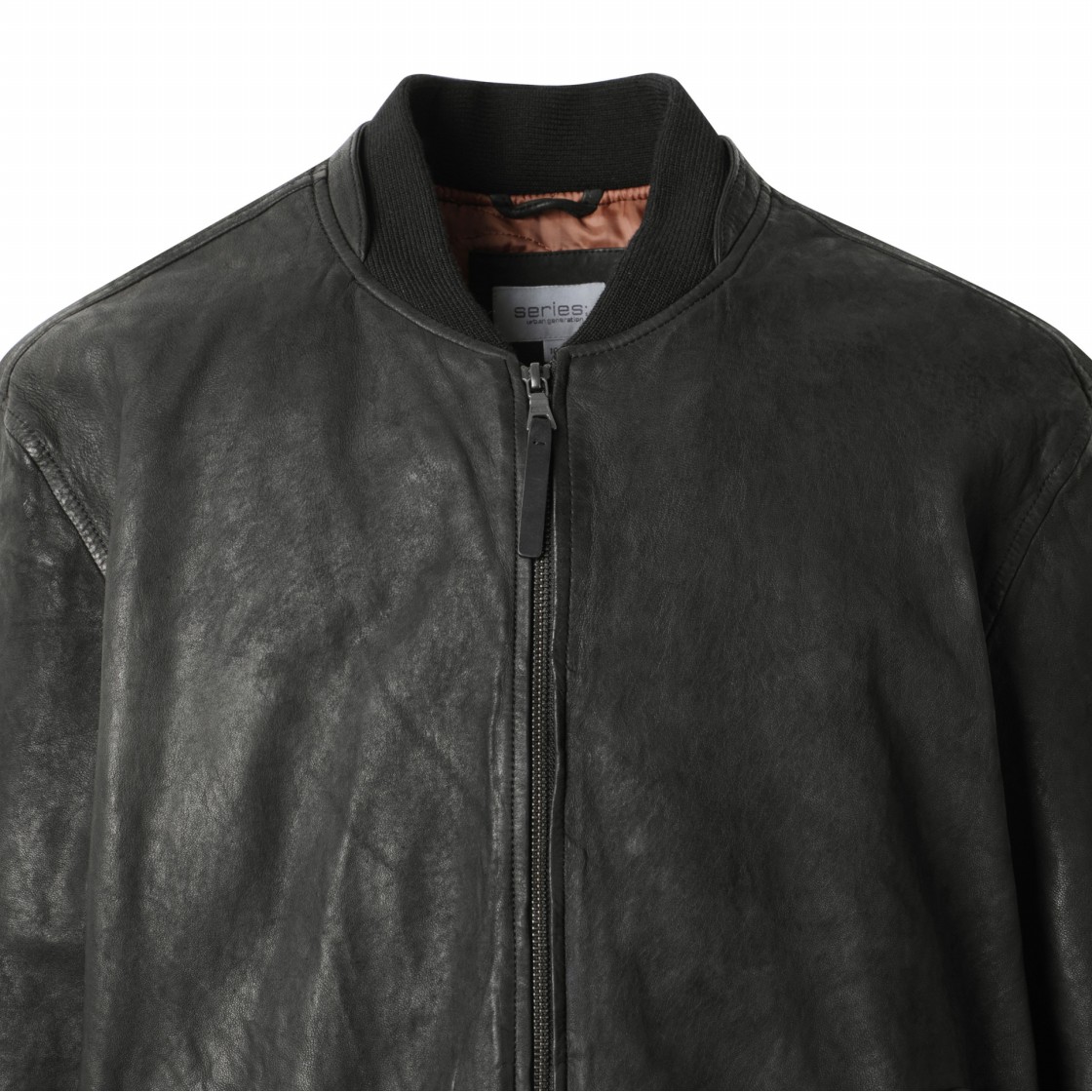 시리즈 MA 1 가죽 점퍼 블랙(SERIES Ma 1 Leather Jumper Black) - 4