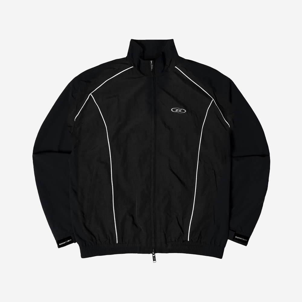 BF3MJK201BK BORN TO WIN Silver Line Nylon Wind Breaker Black