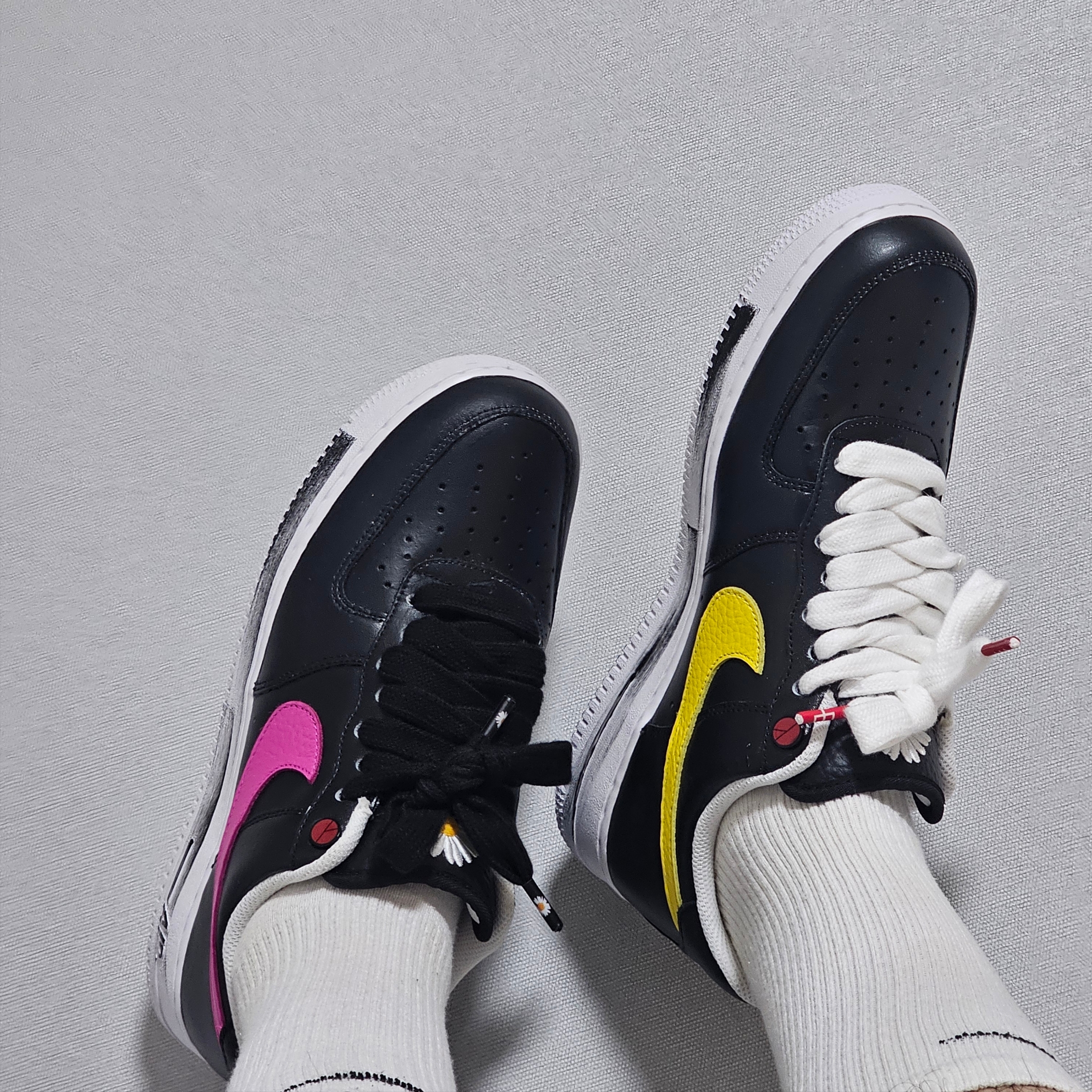 Nike x Peaceminusone Air Force 1 Low Para-Noise 3.0 Black and Multicolor 착용 스타일 - 2