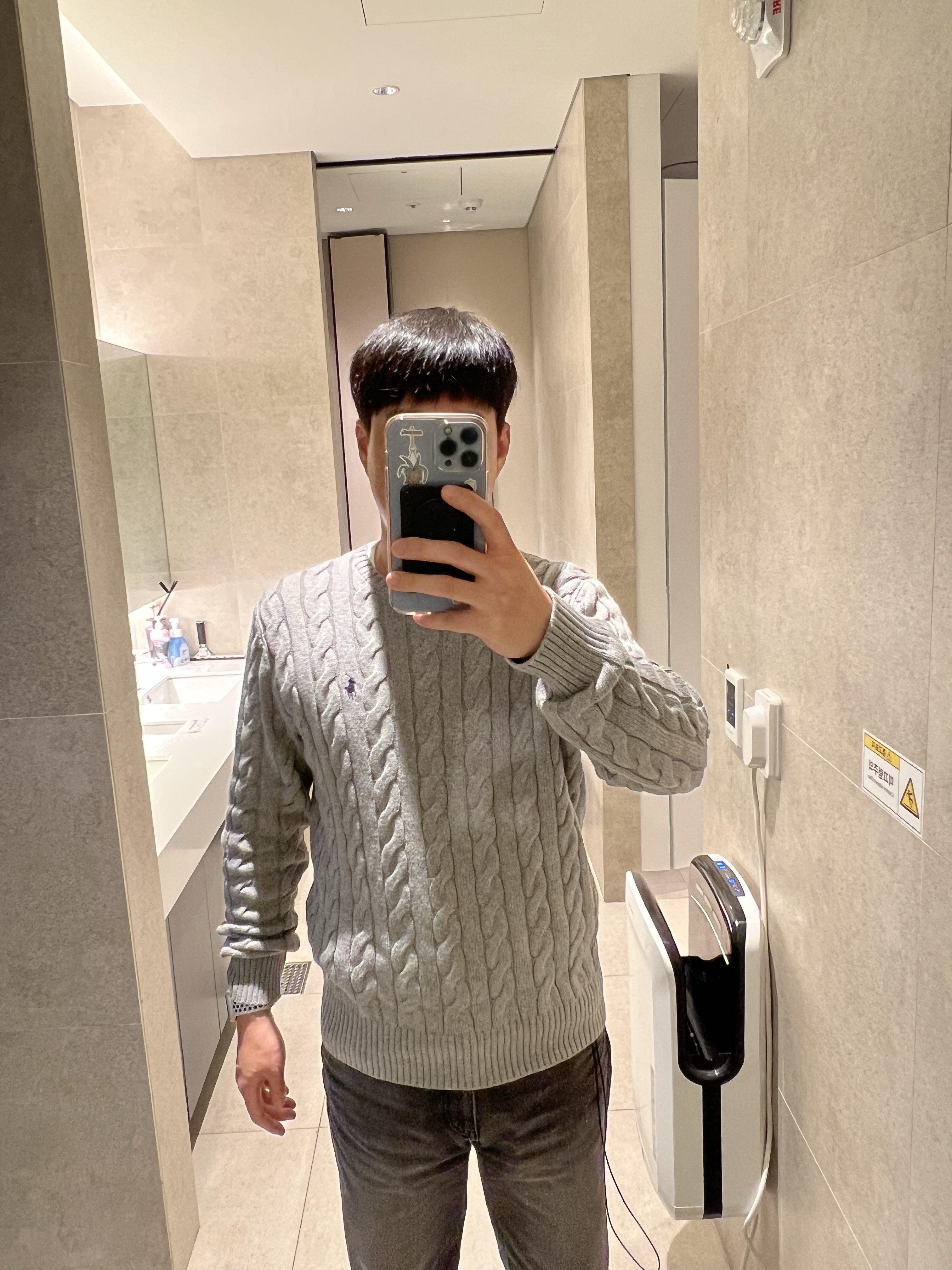 [30%적립] Polo Ralph Lauren Cable Knit Cotton Sweater Grey 착용 스타일 - 2