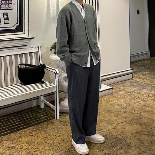 Millo Archive Crop Move Cardigan Blue Gray 착용 스타일