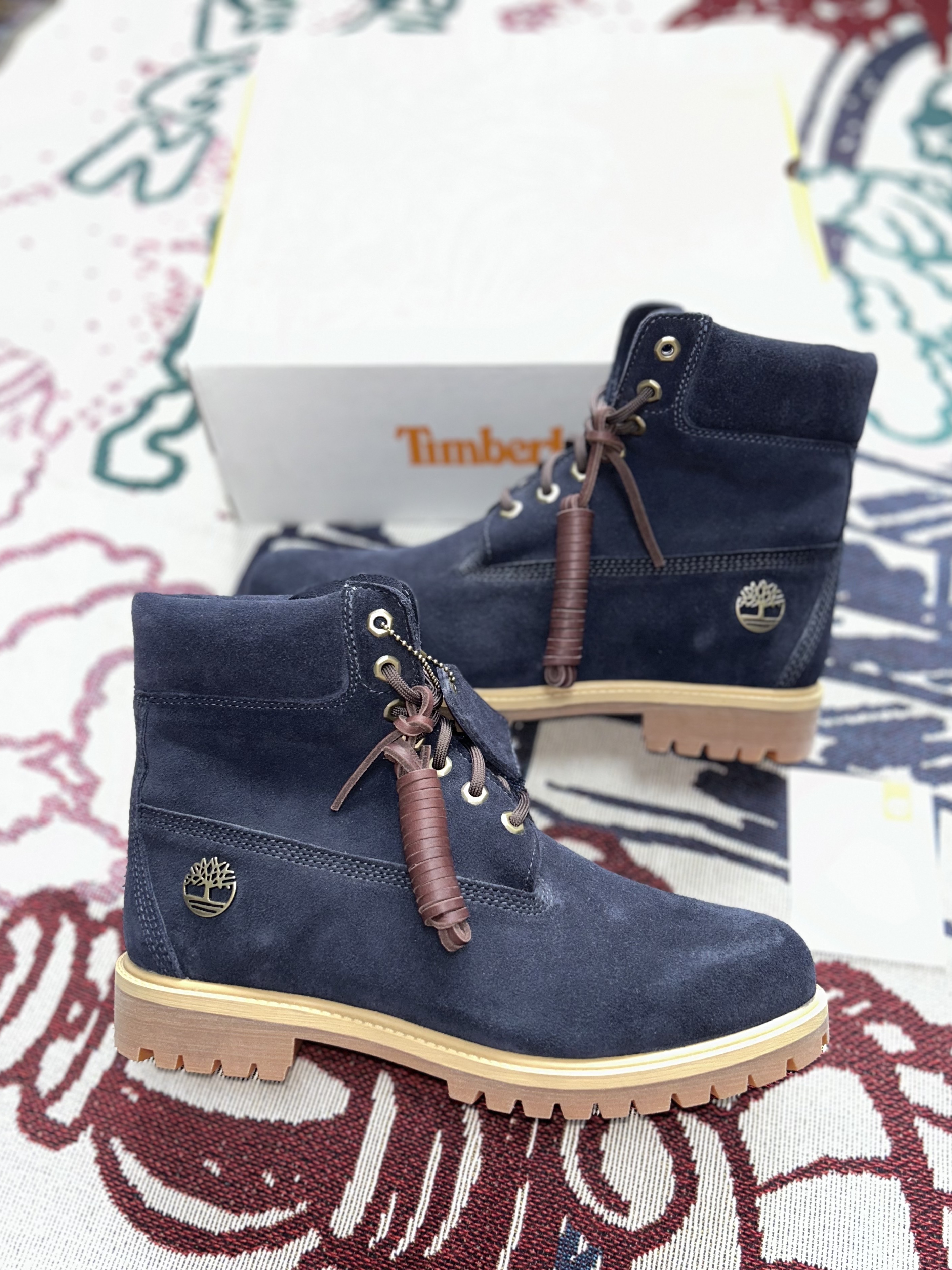 Timberland Premium 6 Inch Waterproof Boot Dark Blue Suede - Wide 착용 스타일 - 1