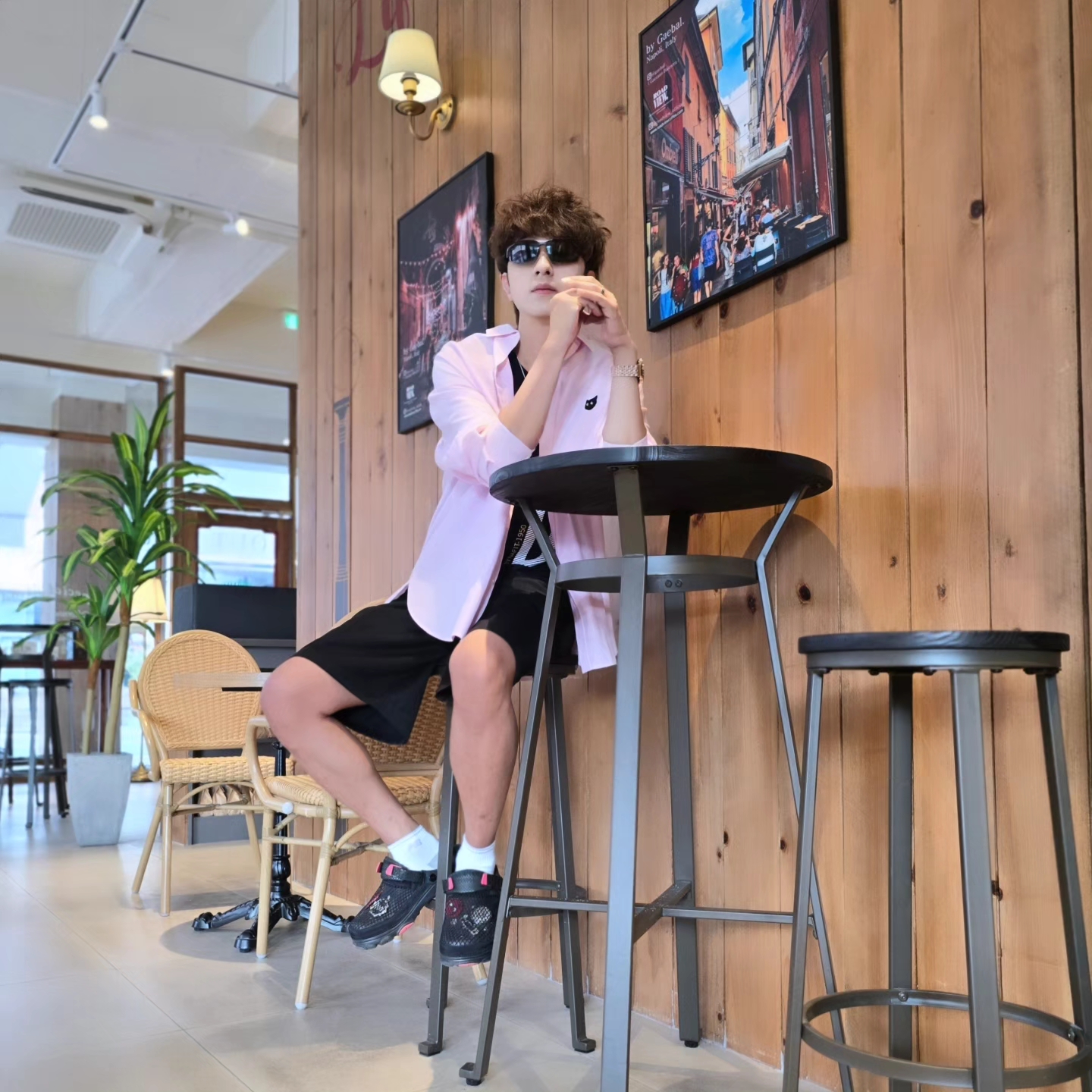 Samsung Galaxy Watch6 44mm LTE Silver (Korean Ver.), Millo Archive Minimalist Bermuda Half Pants Pine Green 착용 스타일 - 2