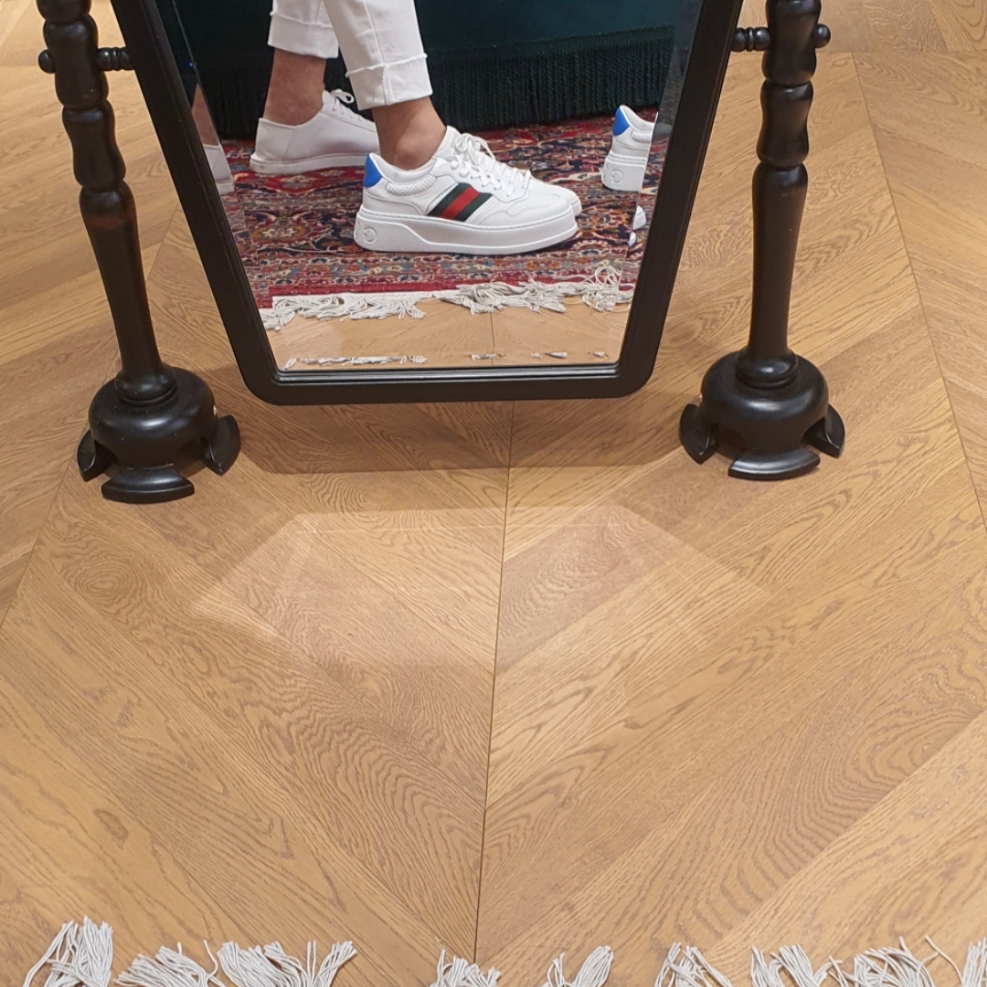 Gucci Sneakers in Leather with Web White Blue 착용 스타일 - 7