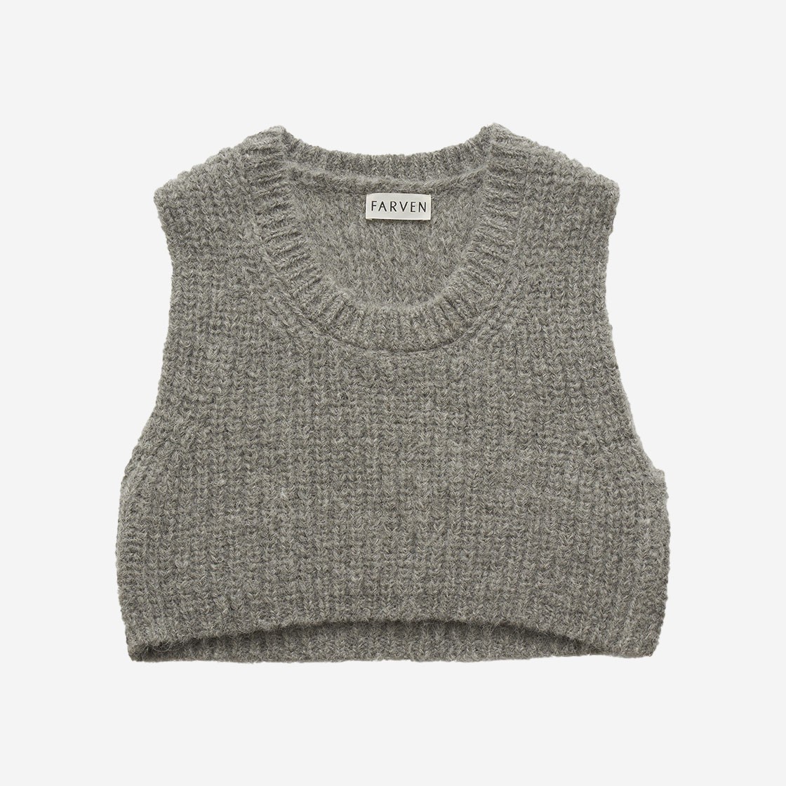 FARVEN Ann Alpaca Crop Knit Vest Gray 상세 이미지 1