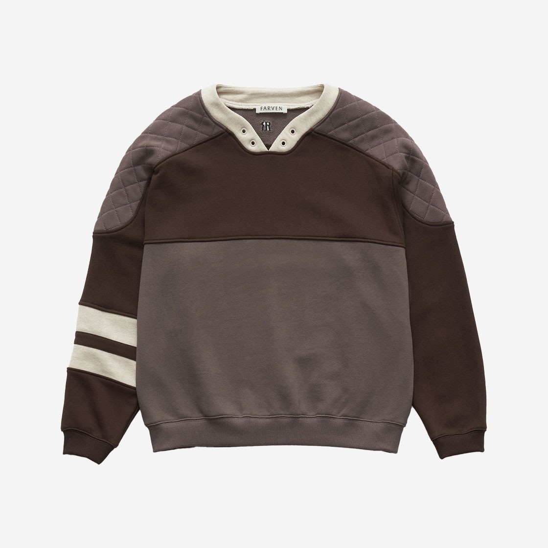 FARVEN Beton Quilting Sweatshirt Brown 상세 이미지 1