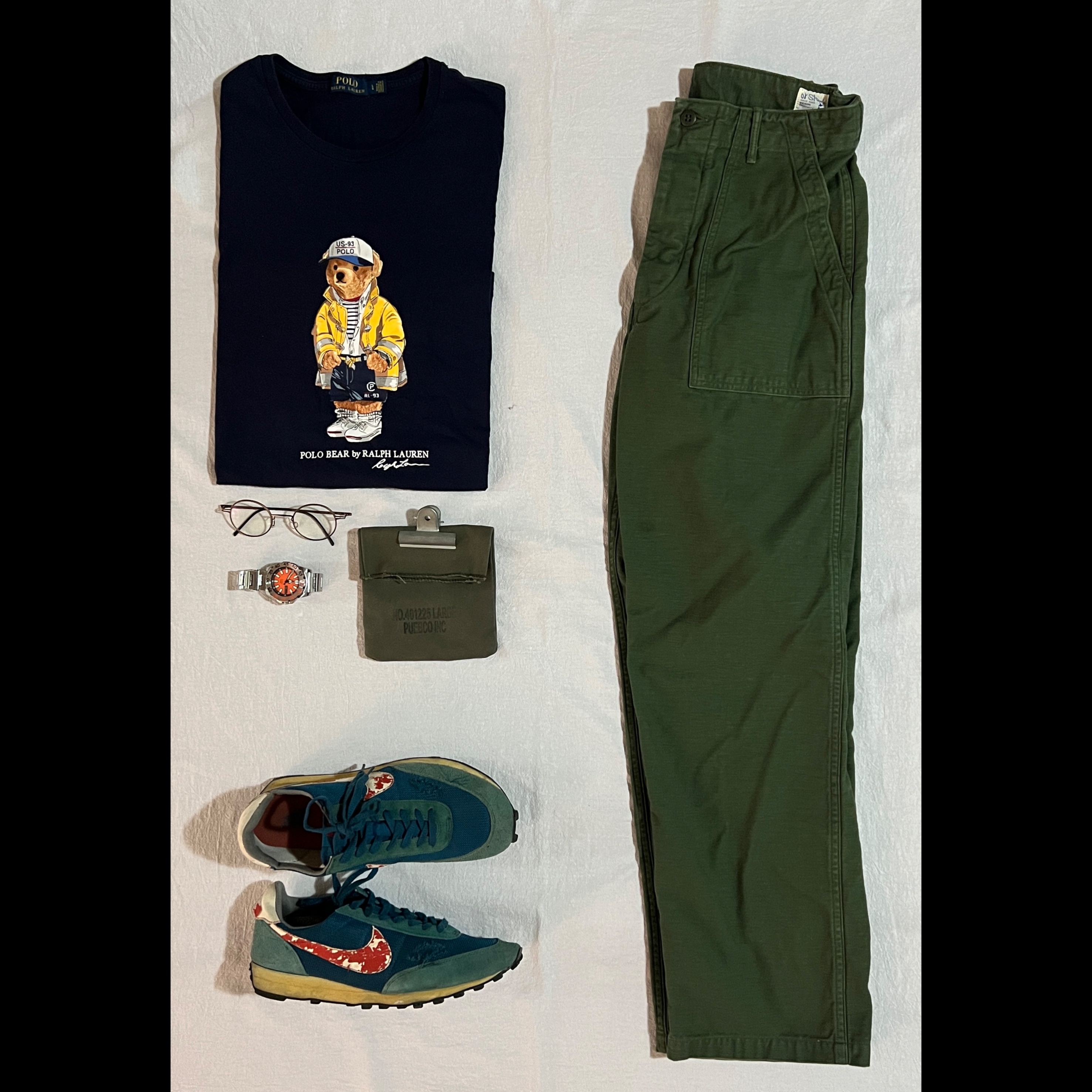 Orslow 5002 US Army Fatigue Pants Green 착용 스타일