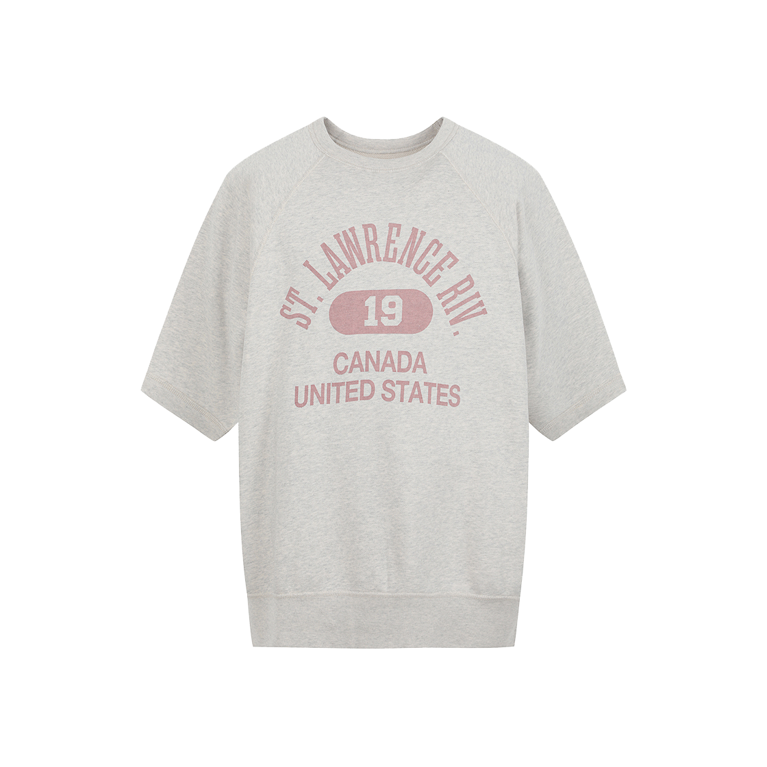 시오타 프린티드 쇼트 슬리브 스웨트 셔츠 라이트 탑 그레이 - 24FW(Ciota Printed Short Sleeve Sweat Shirt Light Top Gray - 24FW)