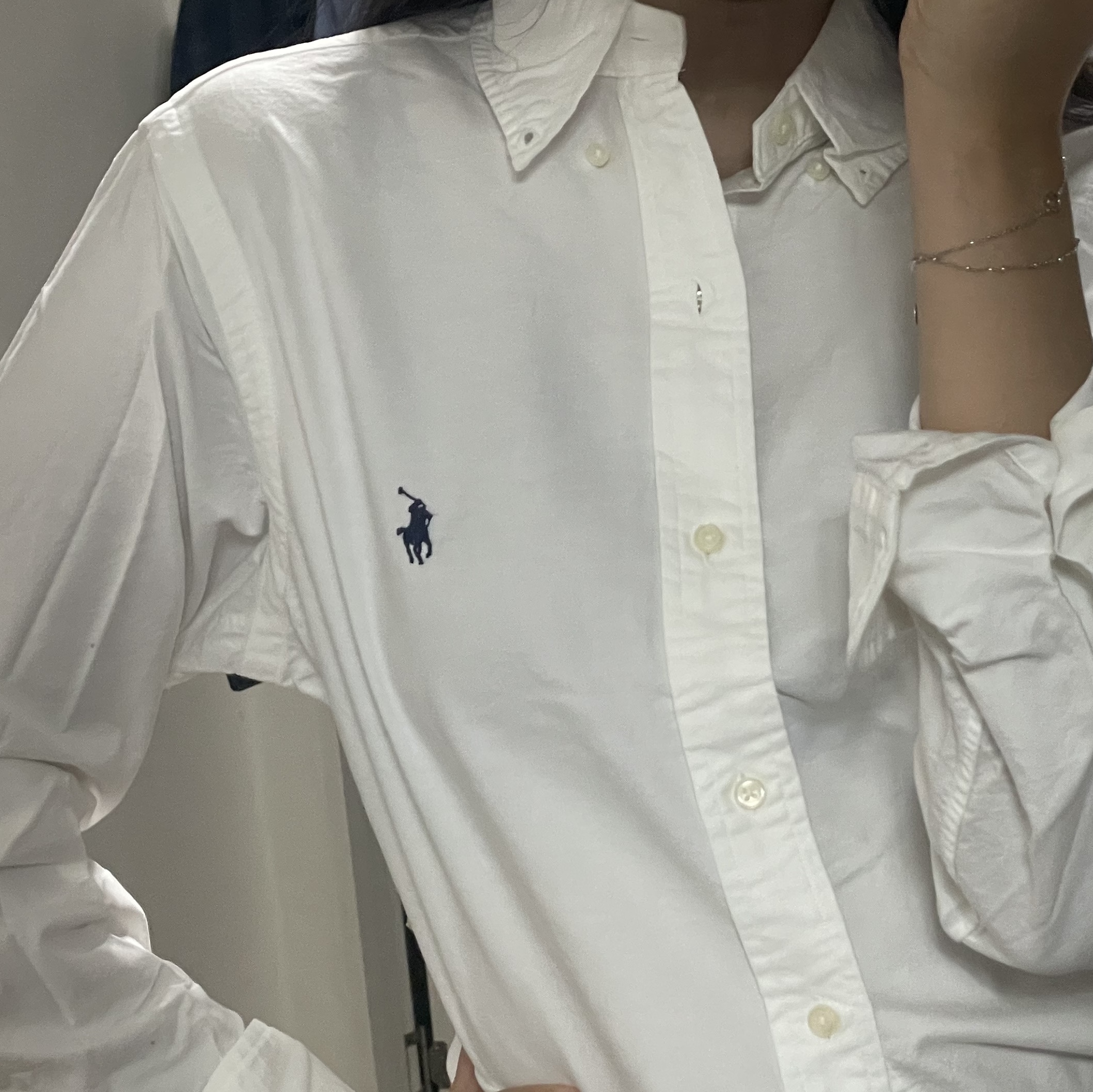[30% 적립] Polo Ralph Lauren Classic Fit Garment Dyed Oxford Shirt White 착용 스타일