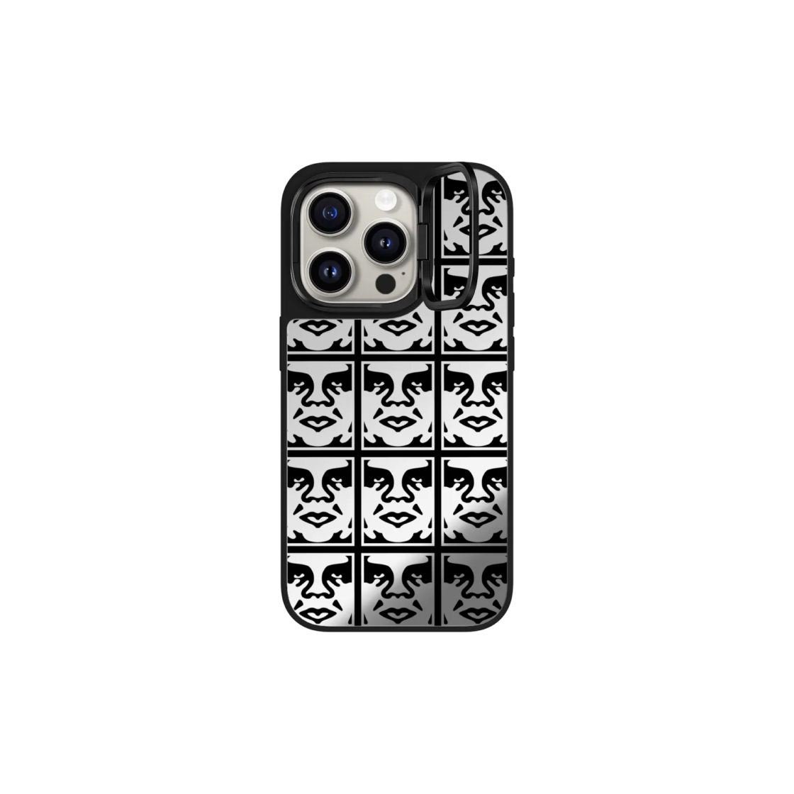 Casetify x Obey iPhone Magsafe Icon Face Tile Mirror Ring Stand Case Silver Mirror Black Bumper 상세 이미지 2