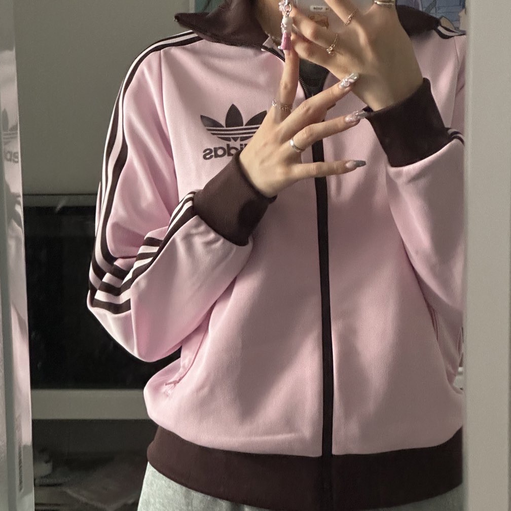 (W) Adidas Originals Beckenbauer Track Jacket Clear Pink - KR Sizing 착용 스타일
