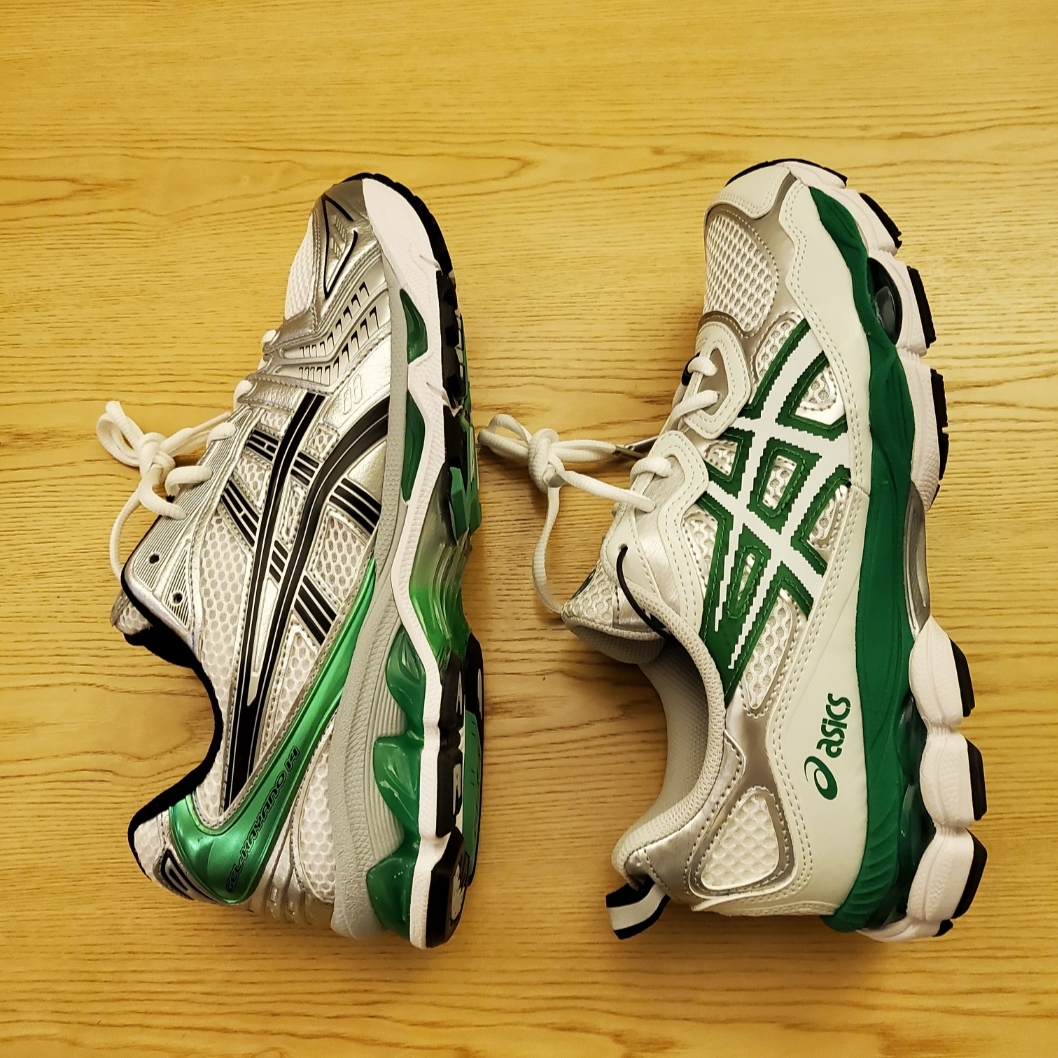 Asics Gel-Kayano 14 White Malachite Green, Asics x Hidden NY Gel-NYC White Jolly Green 착용 스타일