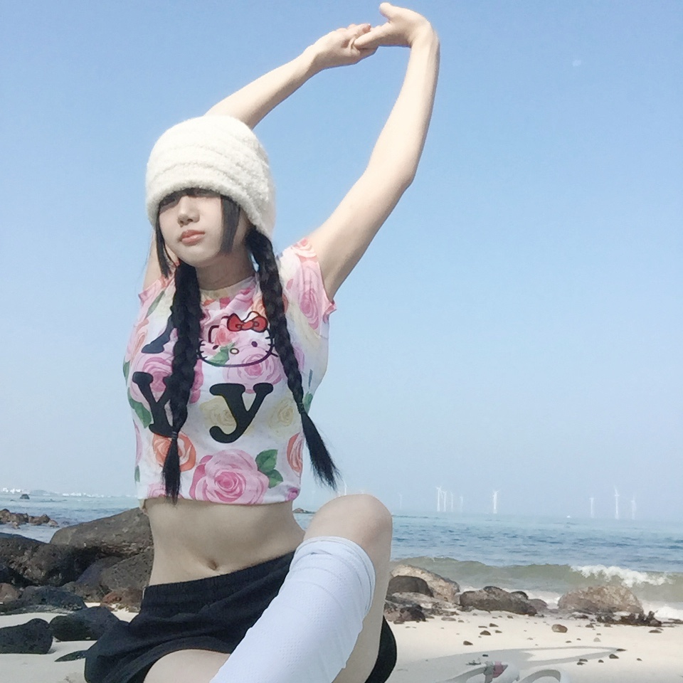 Open Yy x Hello Kitty Baby T-Shirt Pink, (W) Adidas 3-Stripes Woven Shorts Black - KR Sizing 착용 스타일 - 1