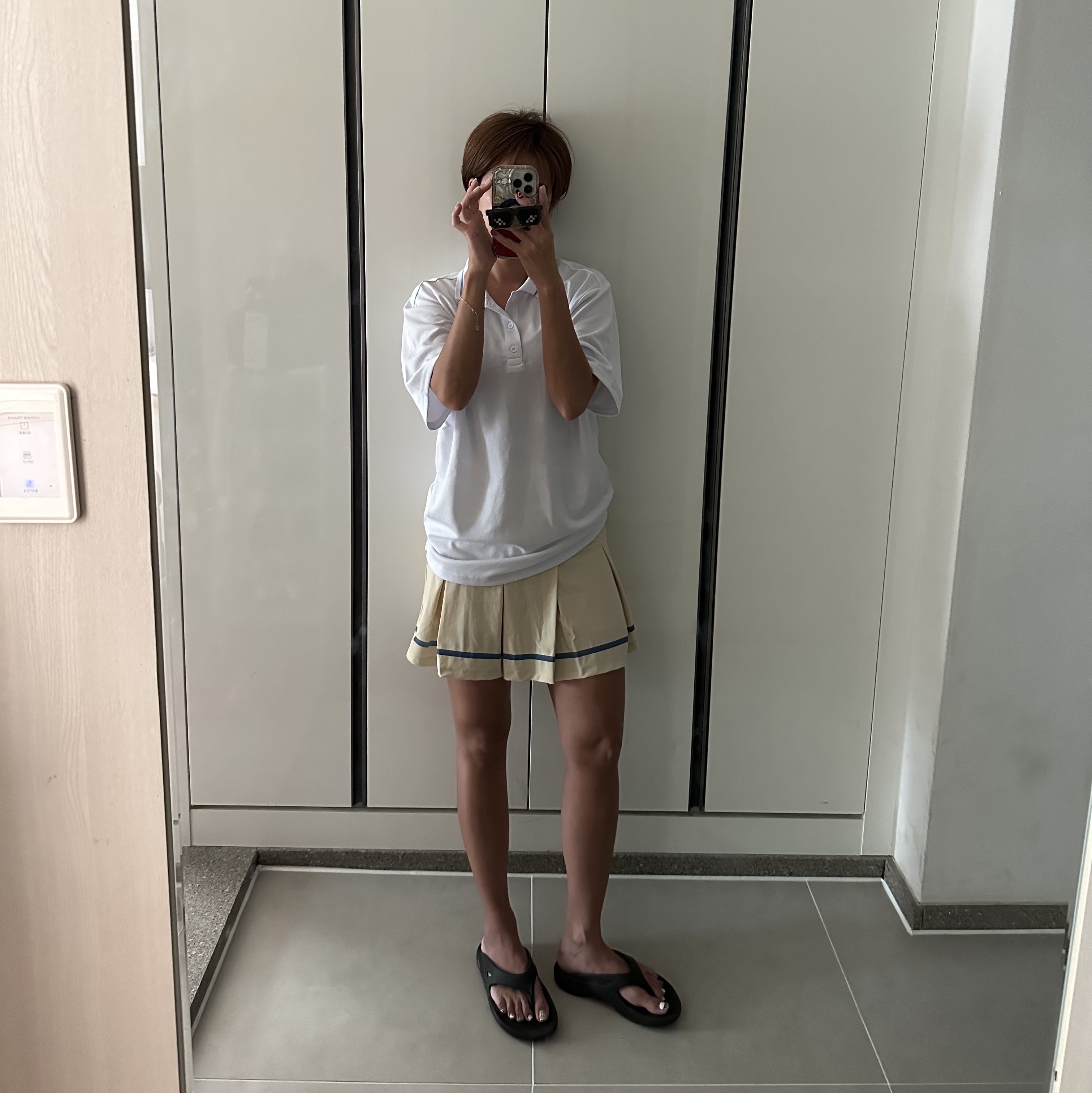 (W) IAB Studio x Yonex Game Skirt Reed Yellow - Renewal Ver., IAB Studio x Yonex Game Shirt White 착용 스타일 - 2