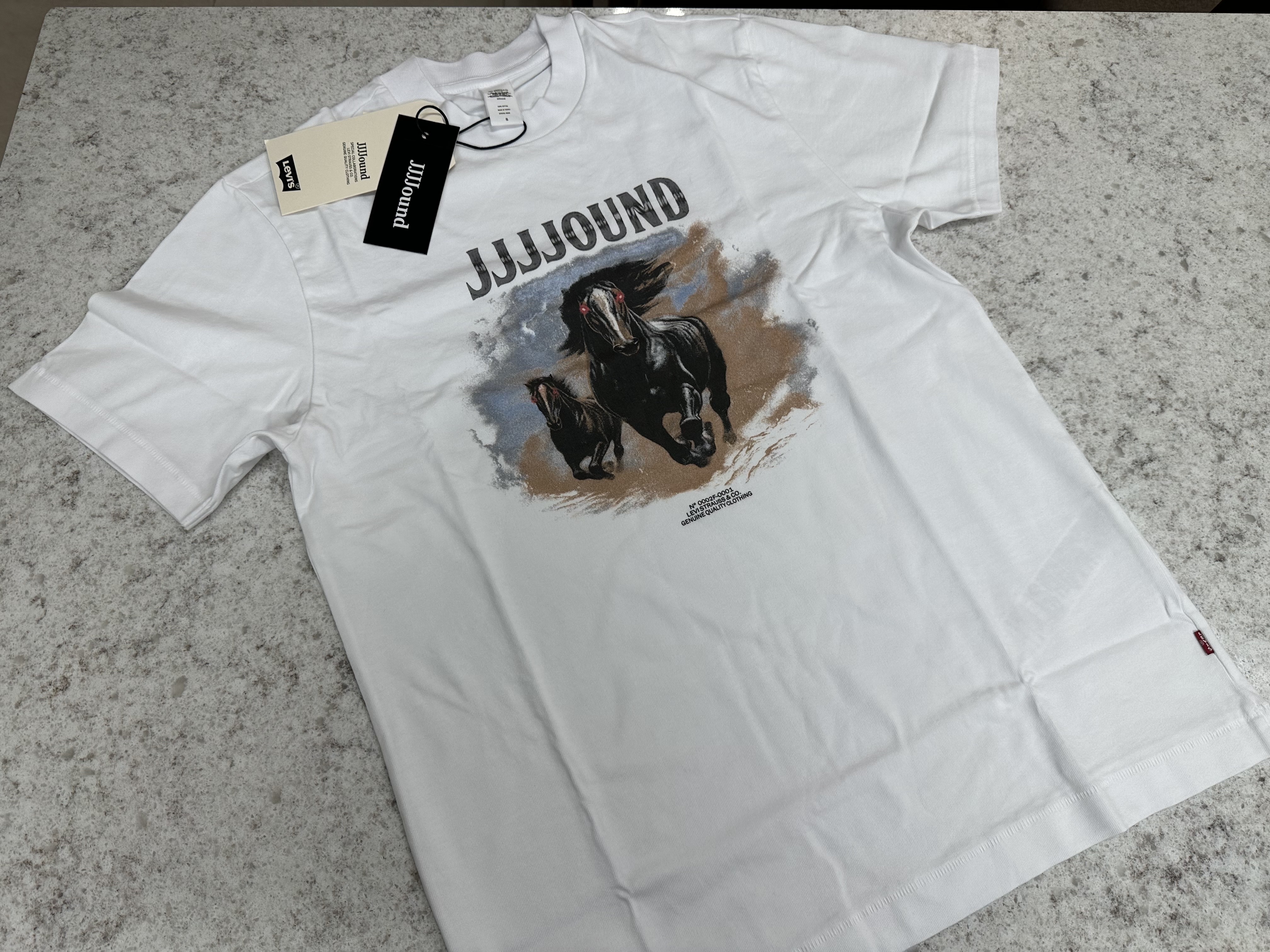 Levi's x JJJJound Graphic T-Shirt White 착용 스타일 - 2
