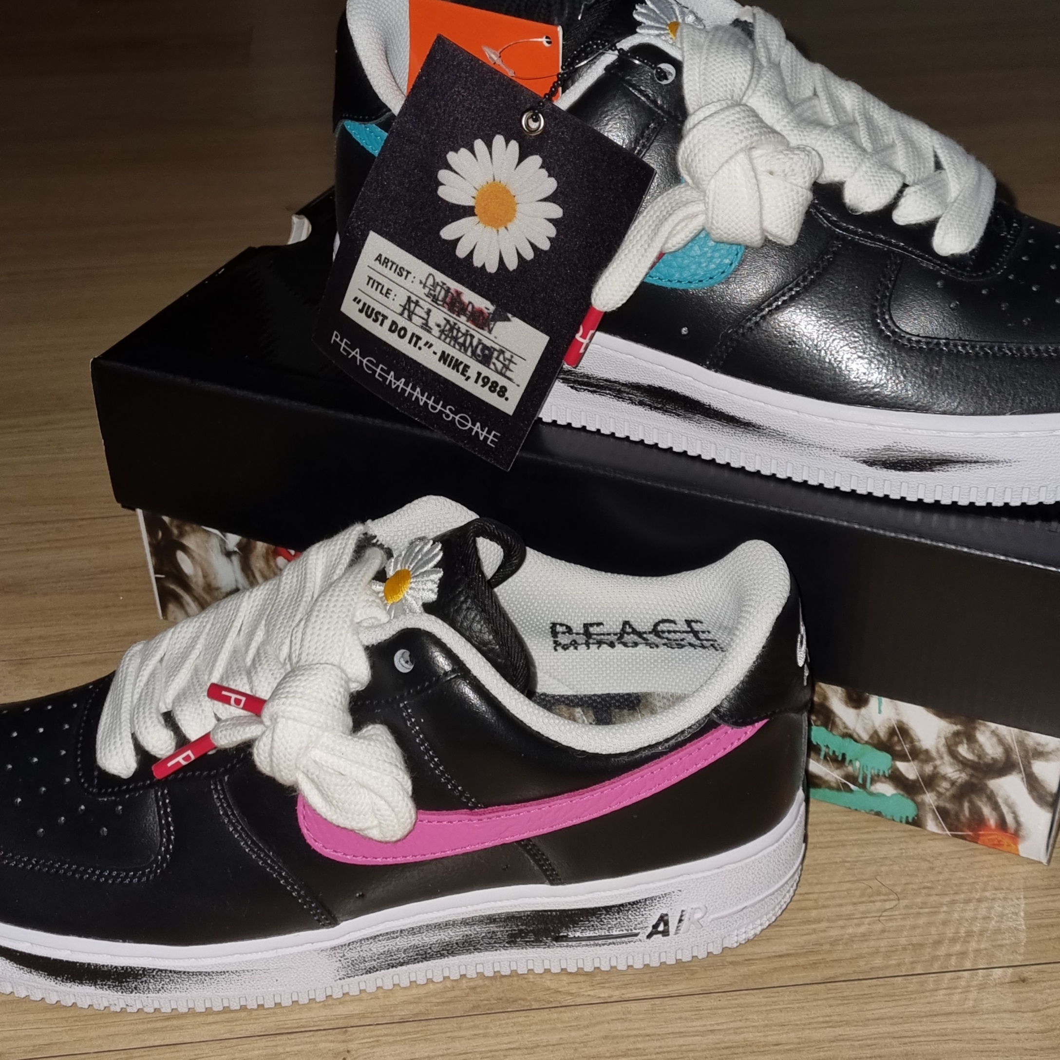 Nike x Peaceminusone Air Force 1 Low Para-Noise 3.0 Black and Multicolor 착용 스타일 - 2