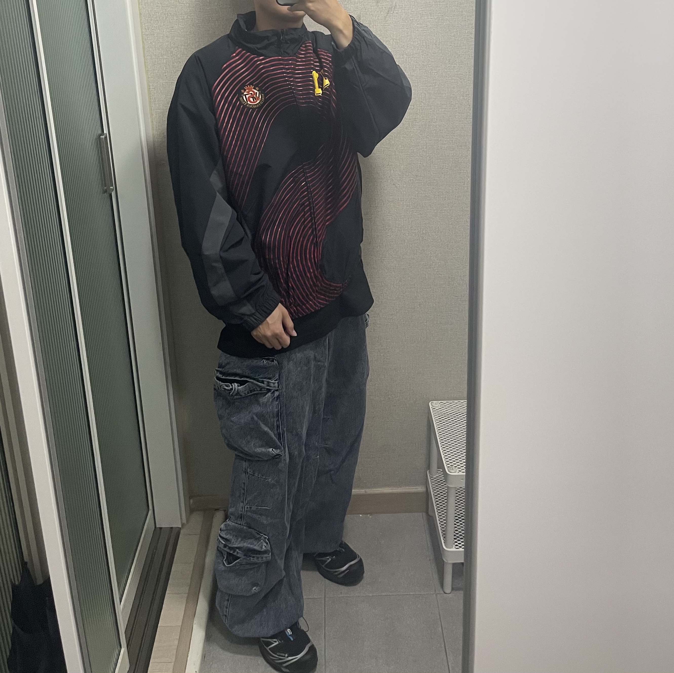Supreme S Logo Track Jacket Black - 24FW 착용 스타일