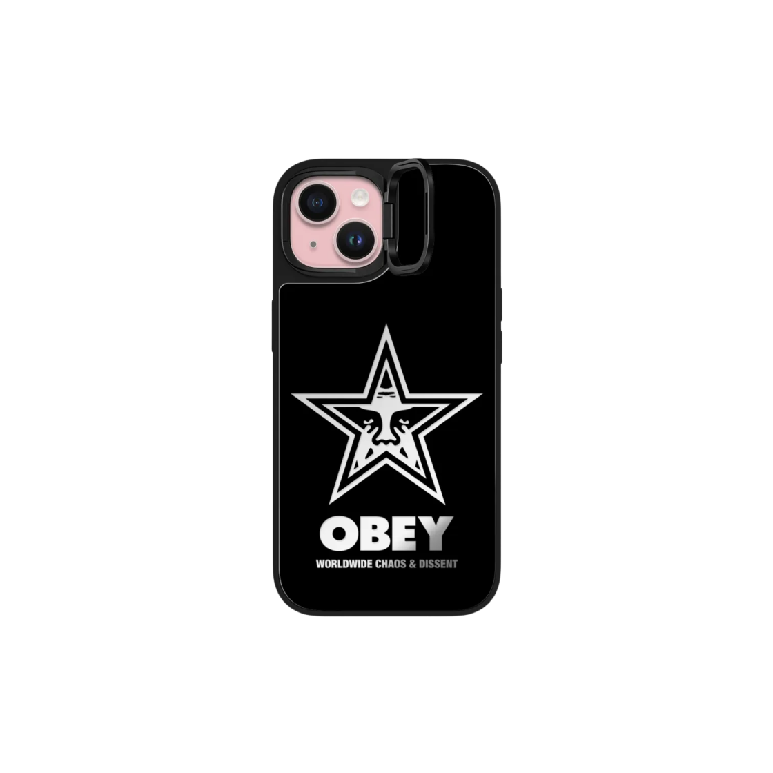 Casetify x Obey iPhone Magsafe Star Icon Face Mirror Ring Stand Case Silver Mirror Black Bumper 상세 이미지 4