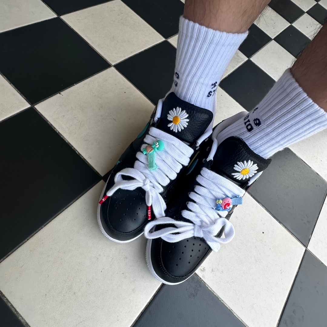 Nike x Peaceminusone Air Force 1 Low Para-Noise 3.0 Black and Multicolor 착용 스타일