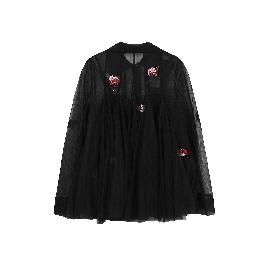 Caroline Hu Women Tulle Beading Sequin Embroidery Shirt Black - 24FW 상세 이미지 2