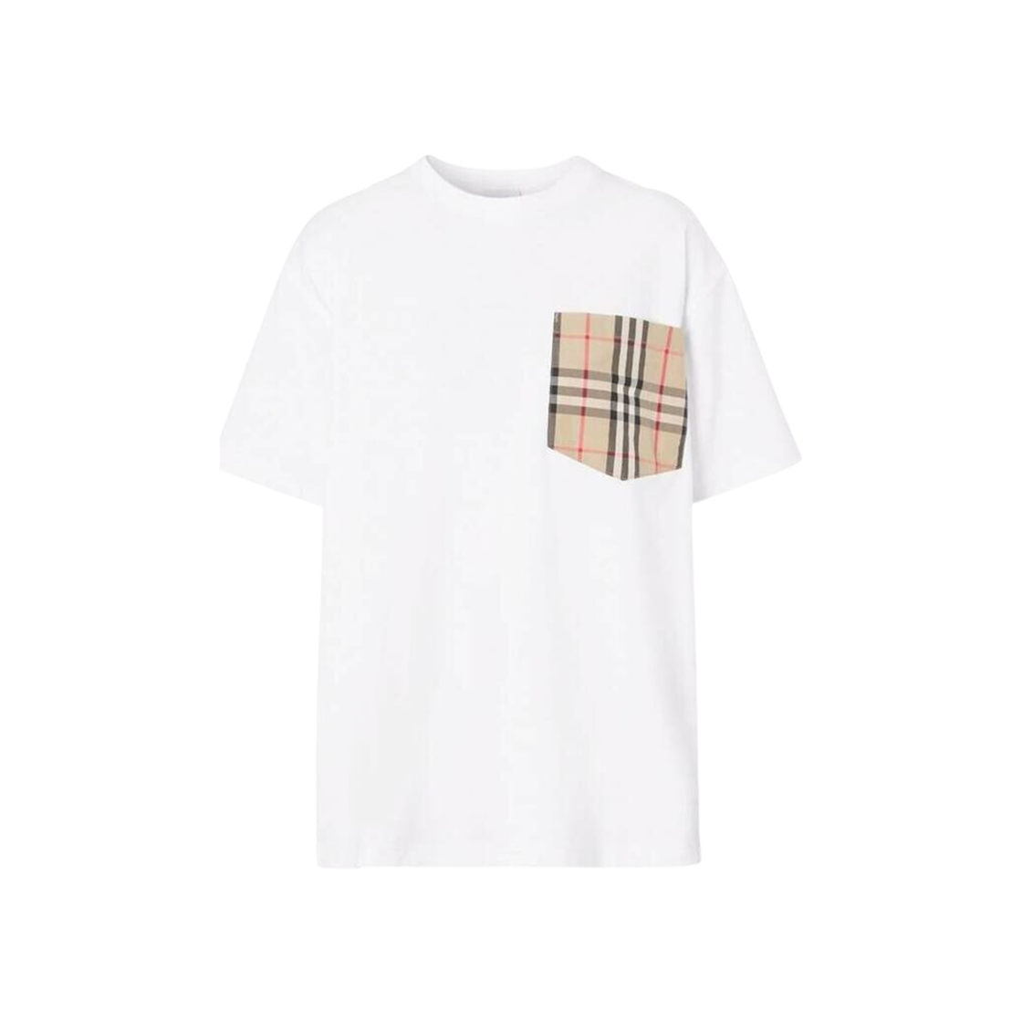 (W) Burberry Check Pocket Cotton Oversized T-Shirt White 상세 이미지 1