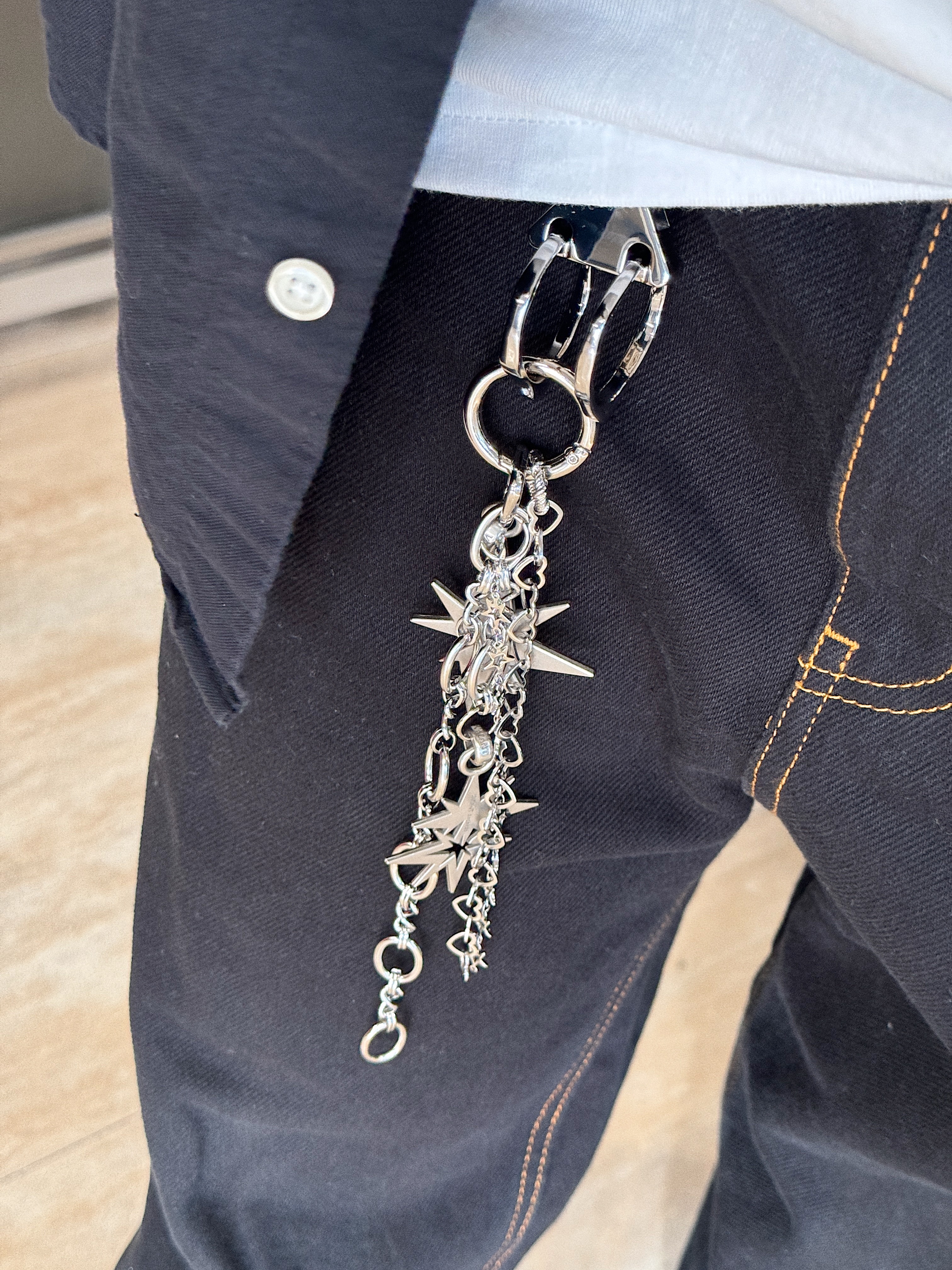 Vacant Archive Maha Check Hoodie Shirt Yellow, Vacant Archive Aaron Layered Pocket Belt Black 착용 스타일 - 6