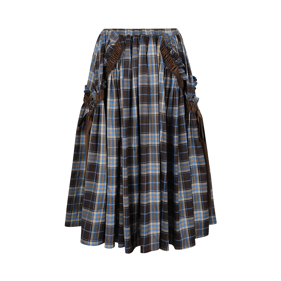 Caroline Hu Women Tartan Skirt Tan - 24FW 상세 이미지 2