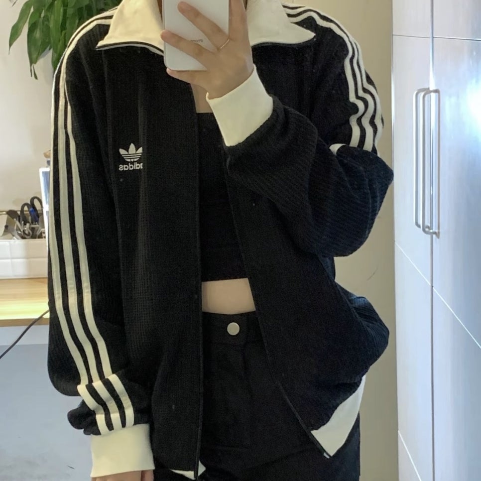 Adidas Waffle Beckenbauer Track Top Black - KR Sizing 착용 스타일 - 1