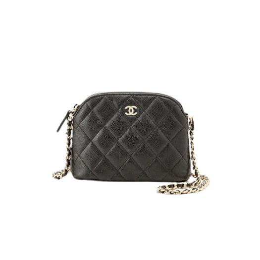 Chanel Clutch with Chain Grained Shiny Calfskin & Gold Black
