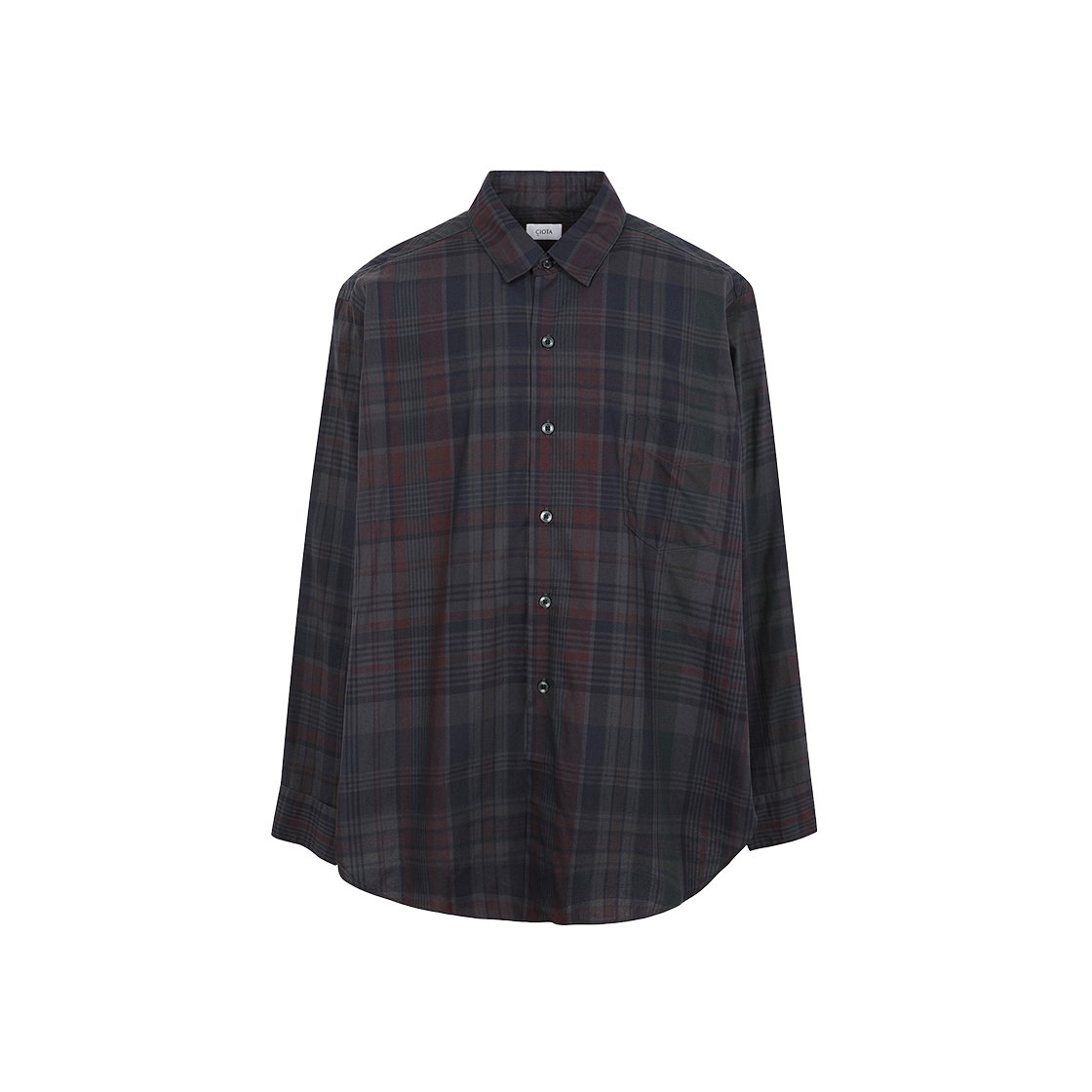 시오타 레귤러 칼라 셔츠 마드라스 오버다이 그레이 - 24FW(Ciota Regular Collar Shirt Madras Overdye Gray - 24FW)