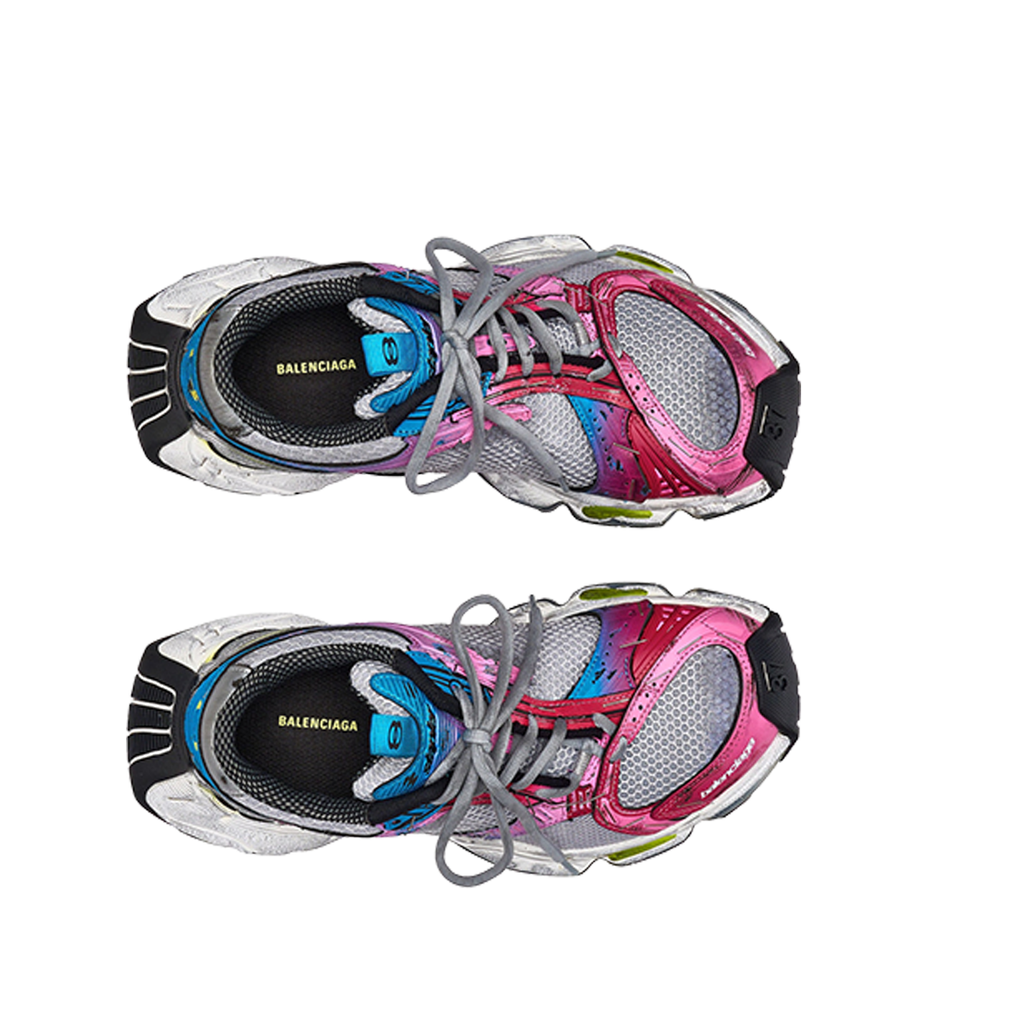 (W) 발렌시아가 스테이플러 스니커즈 그레이 블루 핑크 네온 옐로우 화이트((W) Balenciaga Stapler Sneaker Grey Blue Pink Neon Yellow White) - 2