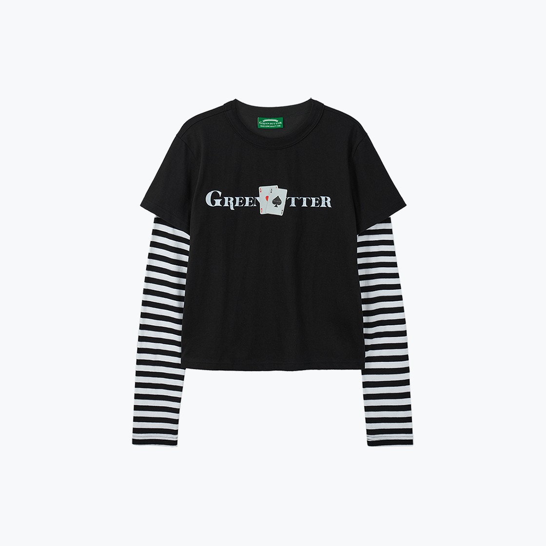 Greenbutter Layered playing card Tee Black 상세 이미지 1